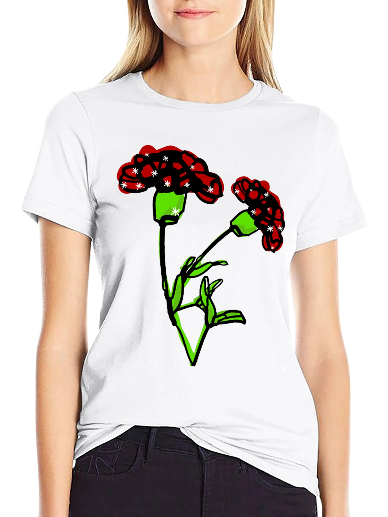 Floral Graphic Print Mens Black T-Shirt