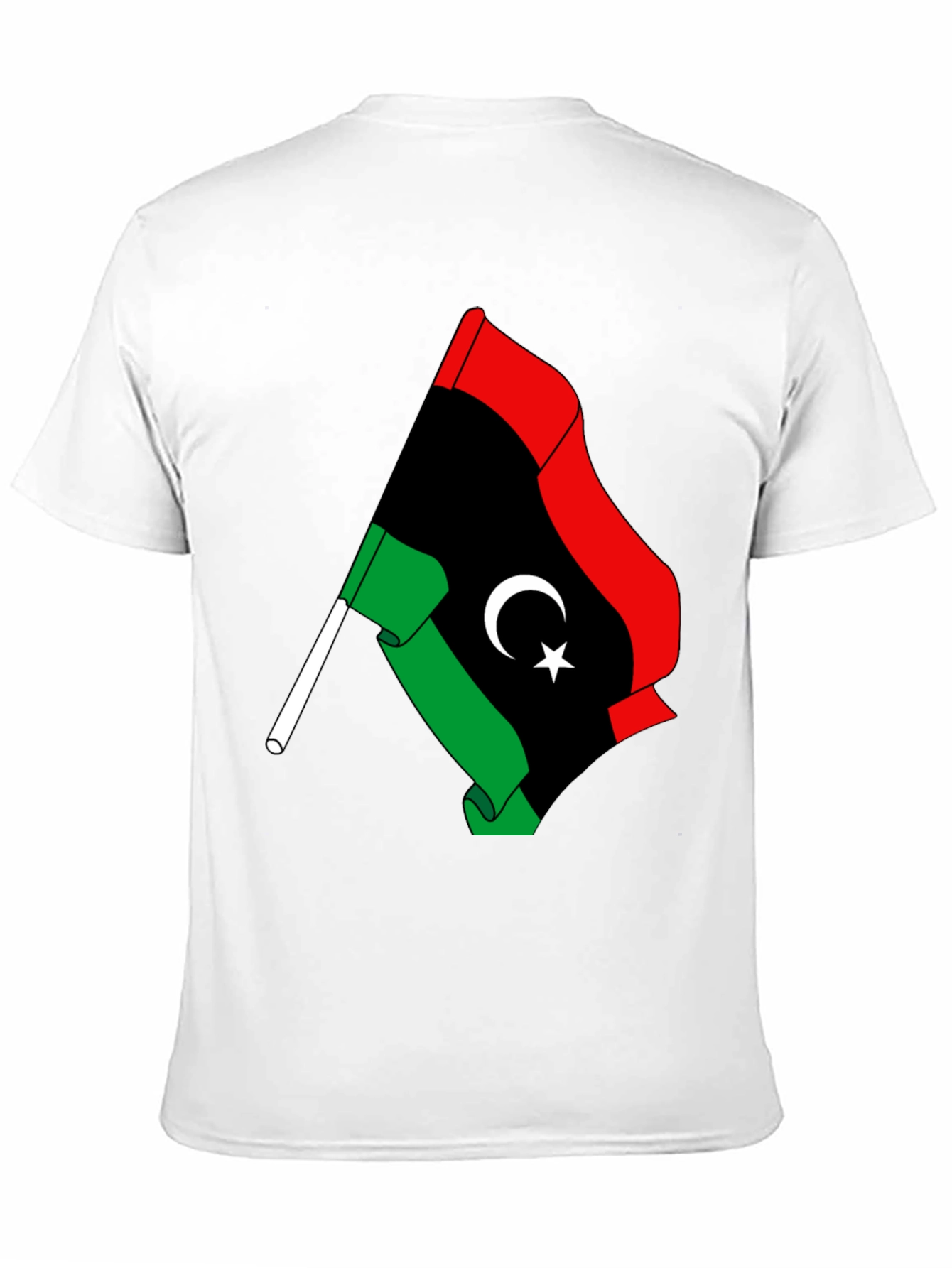 Libya Flag Graphic Tee - Black Cotton T-Shirt