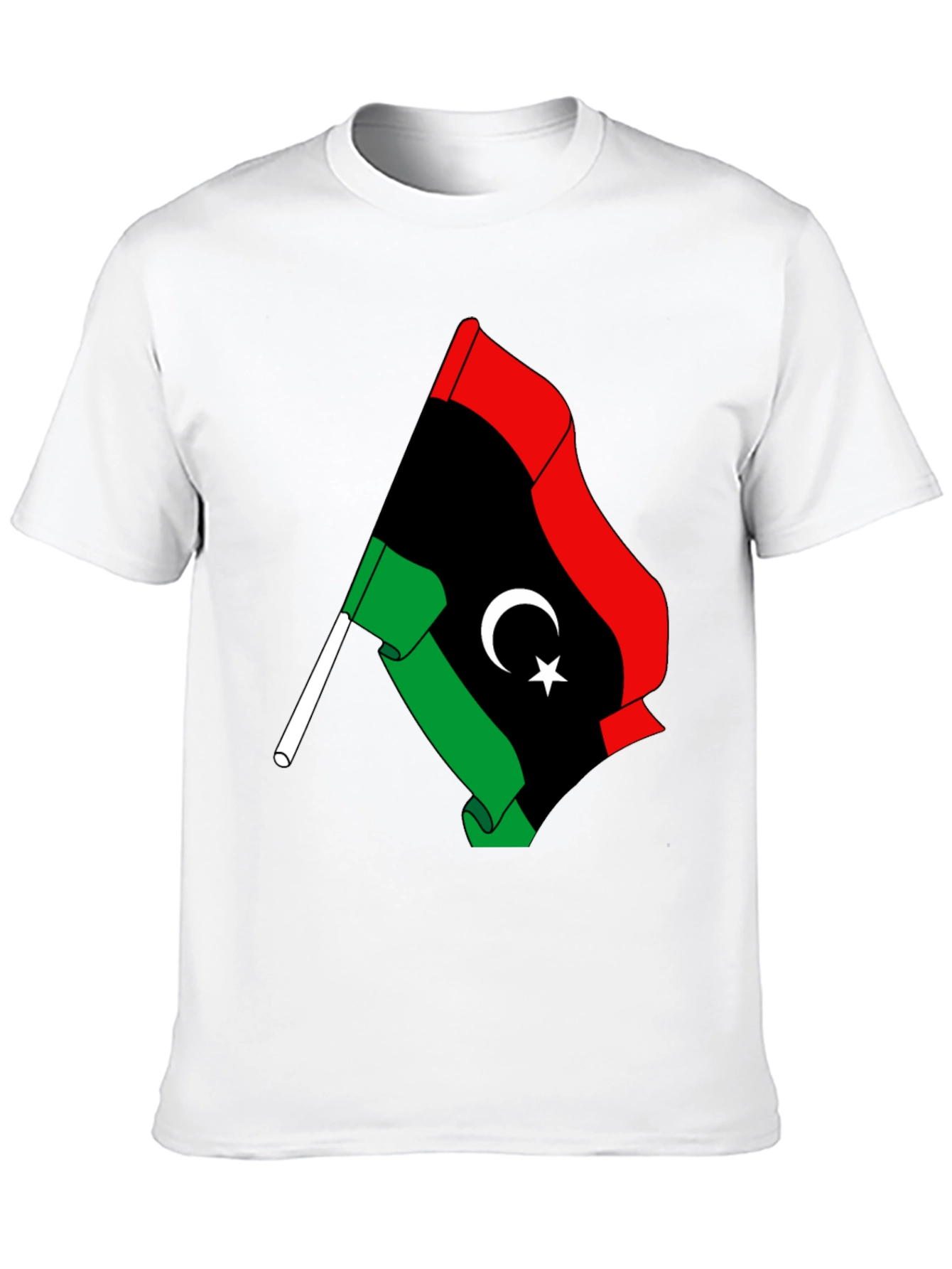 Libya Flag Graphic Tee - Black Cotton T-Shirt
