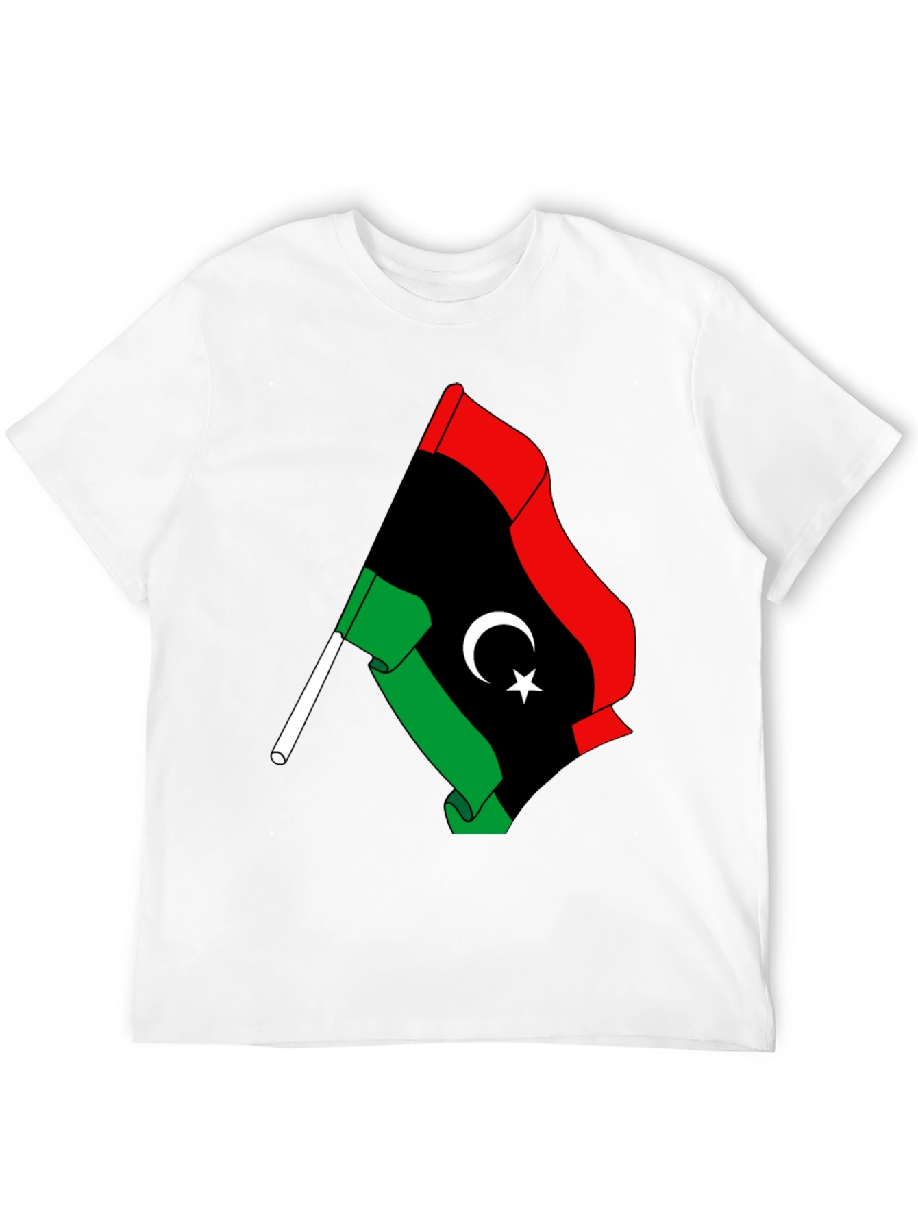 Libya Flag Graphic Tee - Black Cotton T-Shirt