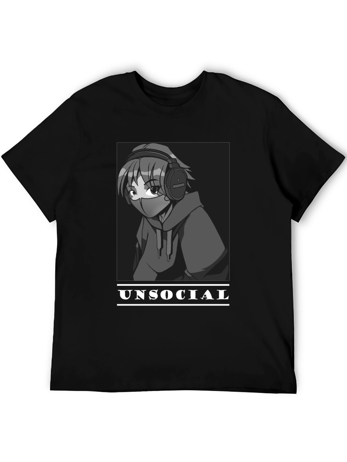 Unsocial Anime Graphic Tee - Black Unisex T-Shirt