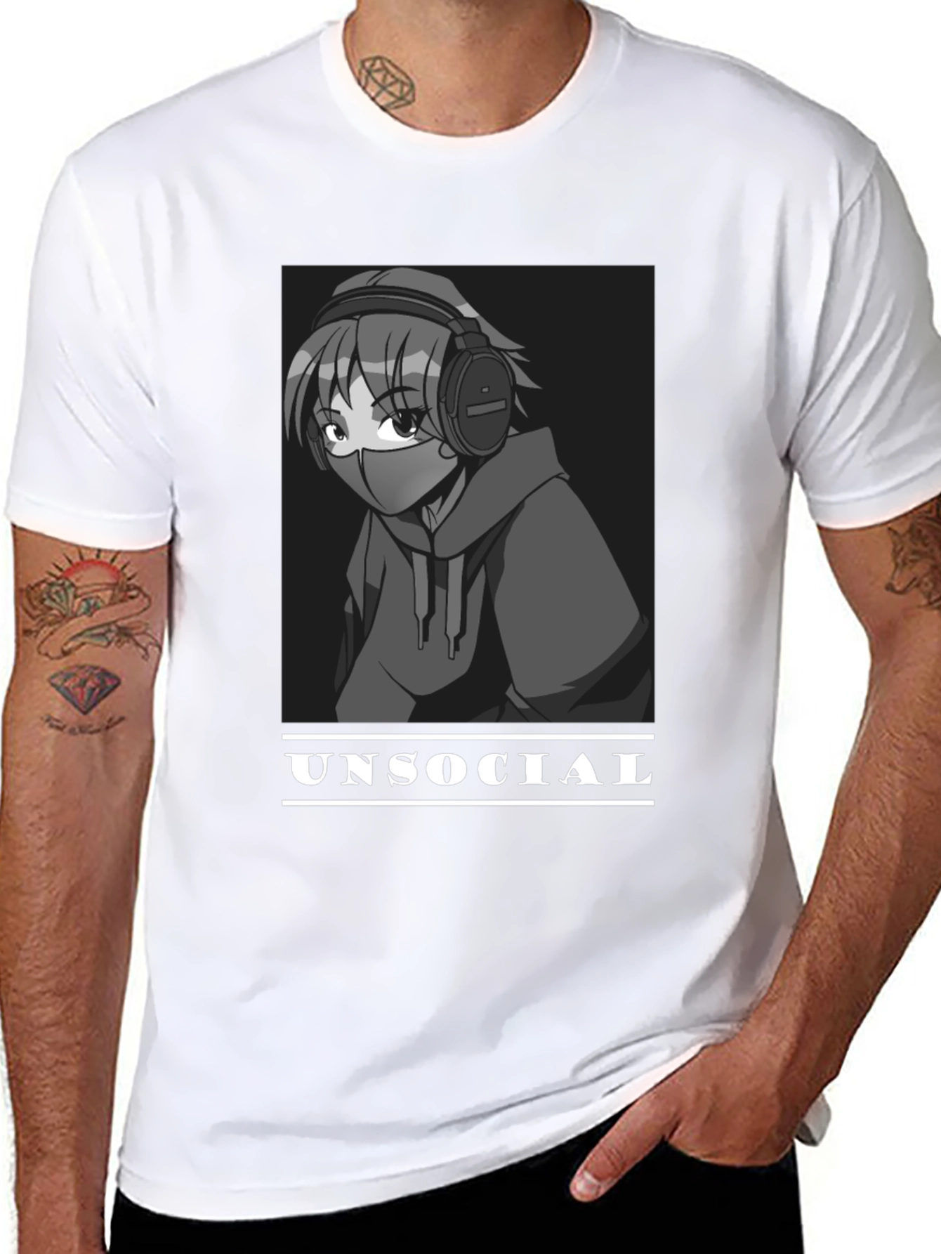 Unsocial Anime Graphic Tee - Black Unisex T-Shirt