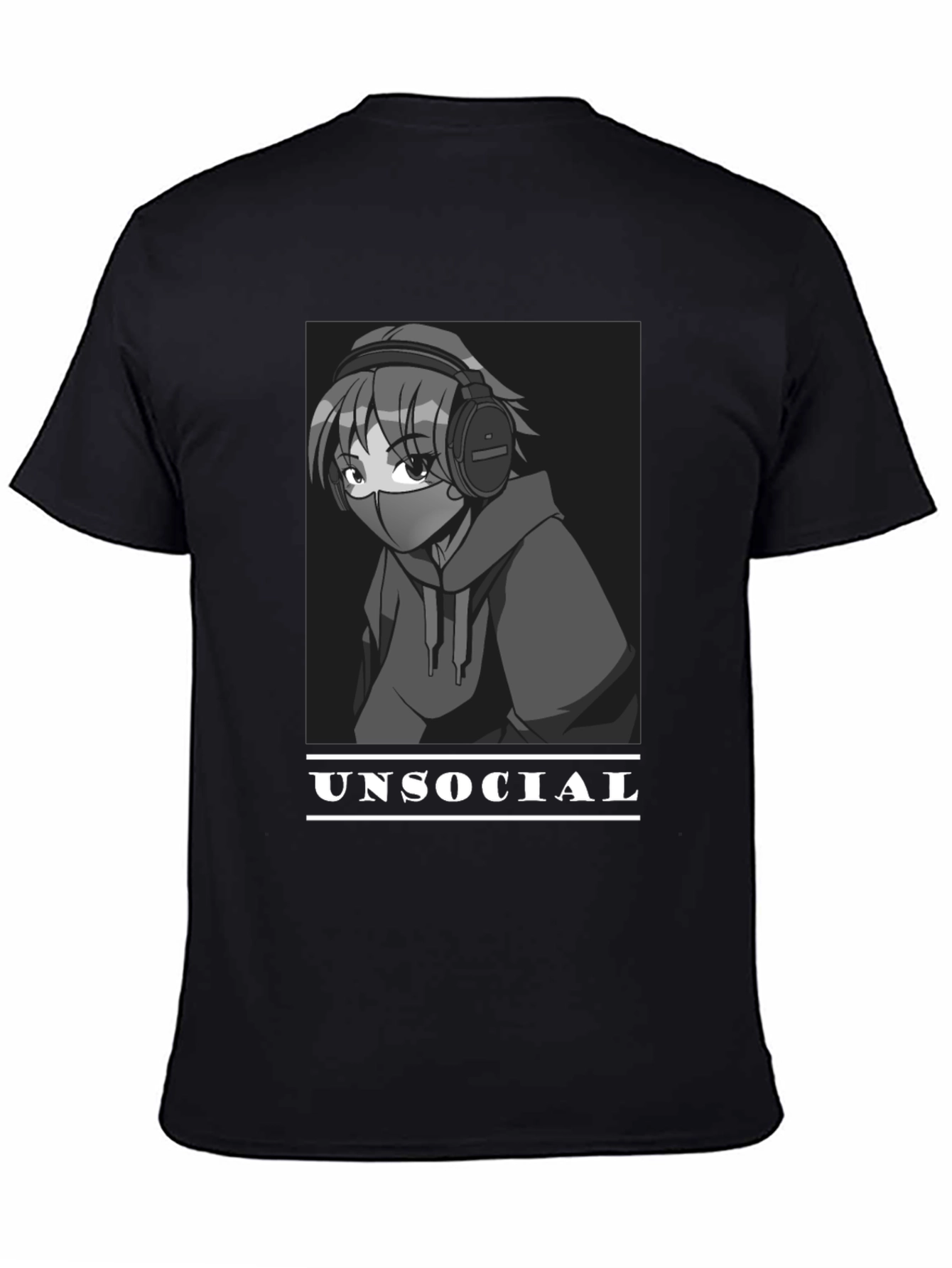 Unsocial Anime Graphic Tee - Black Unisex T-Shirt