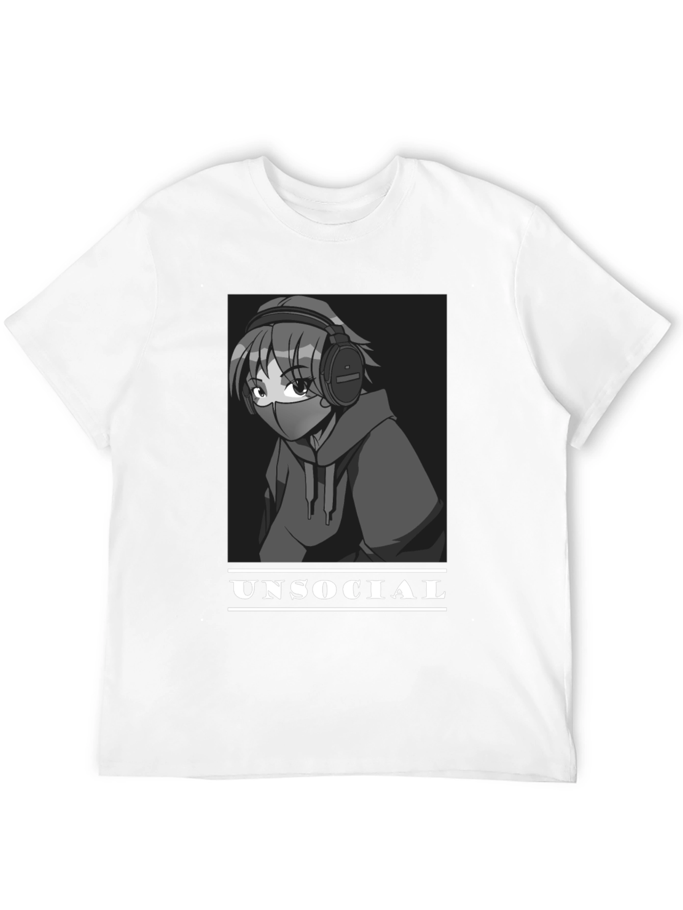 Unsocial Anime Graphic Tee - Black Unisex T-Shirt