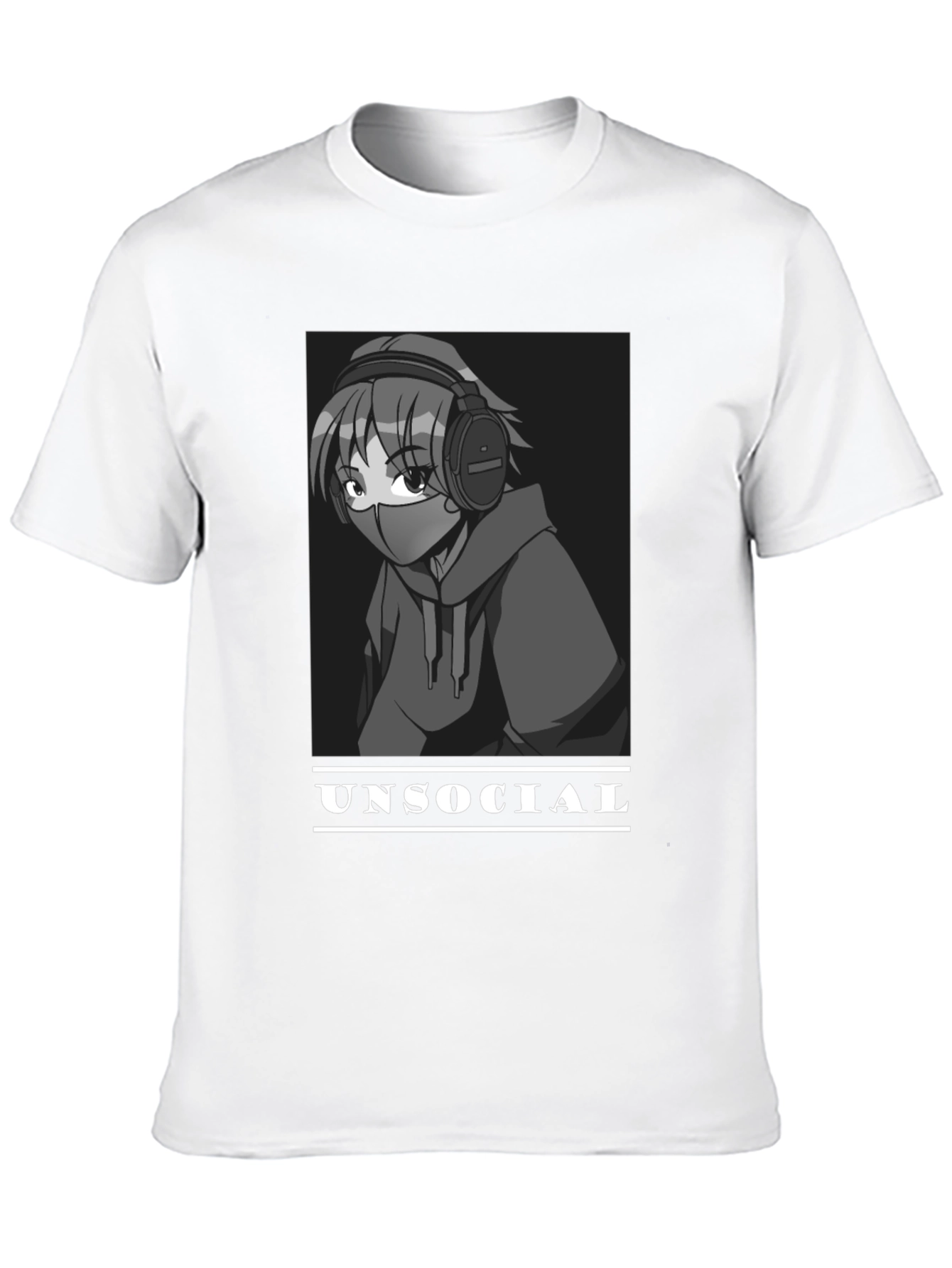 Unsocial Anime Graphic Tee - Black Unisex T-Shirt