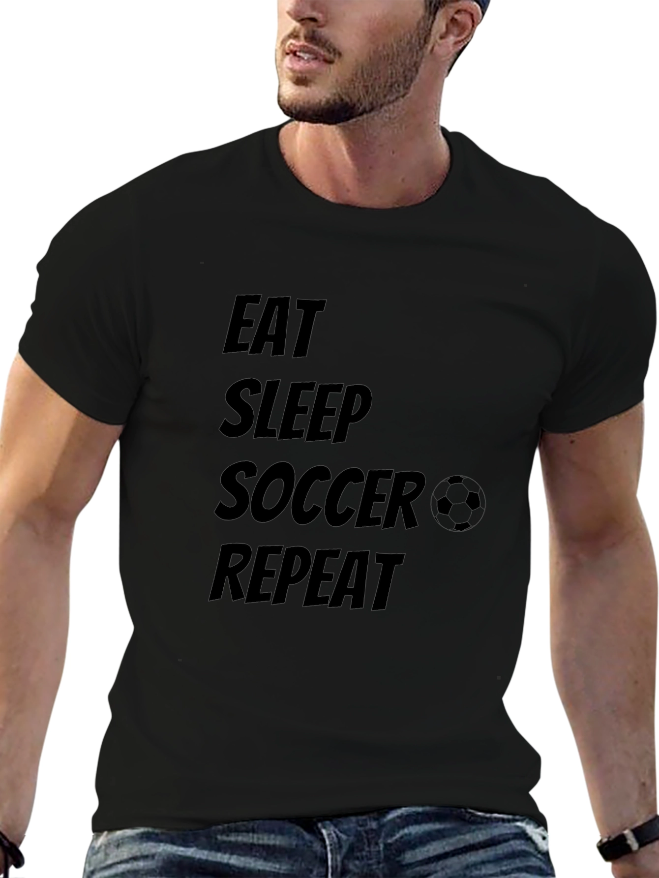Eat Sleep Soccer Repeat Graphic Tee