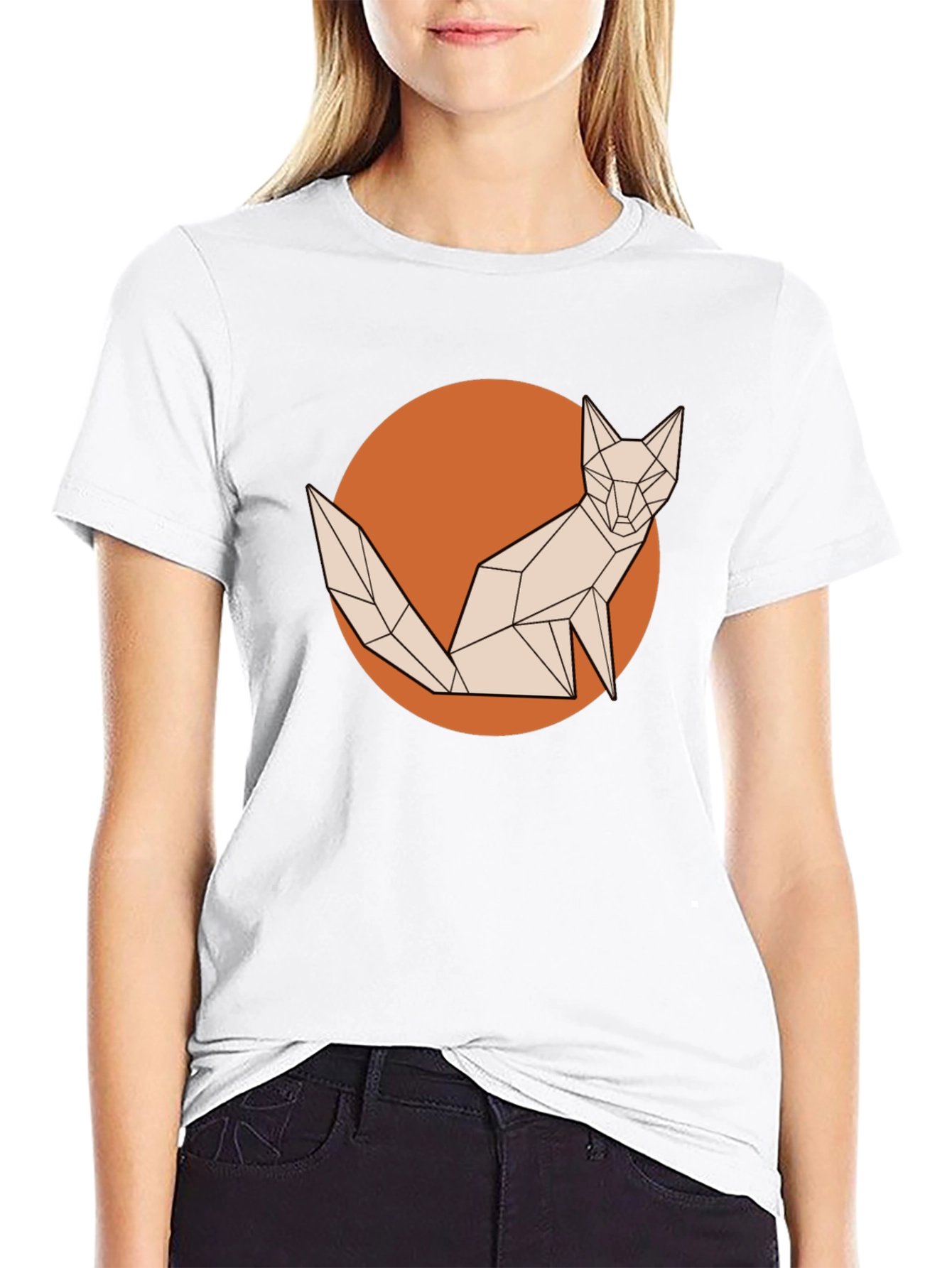 Geometric Fox Graphic Tee - Stylish Mens T-Shirt