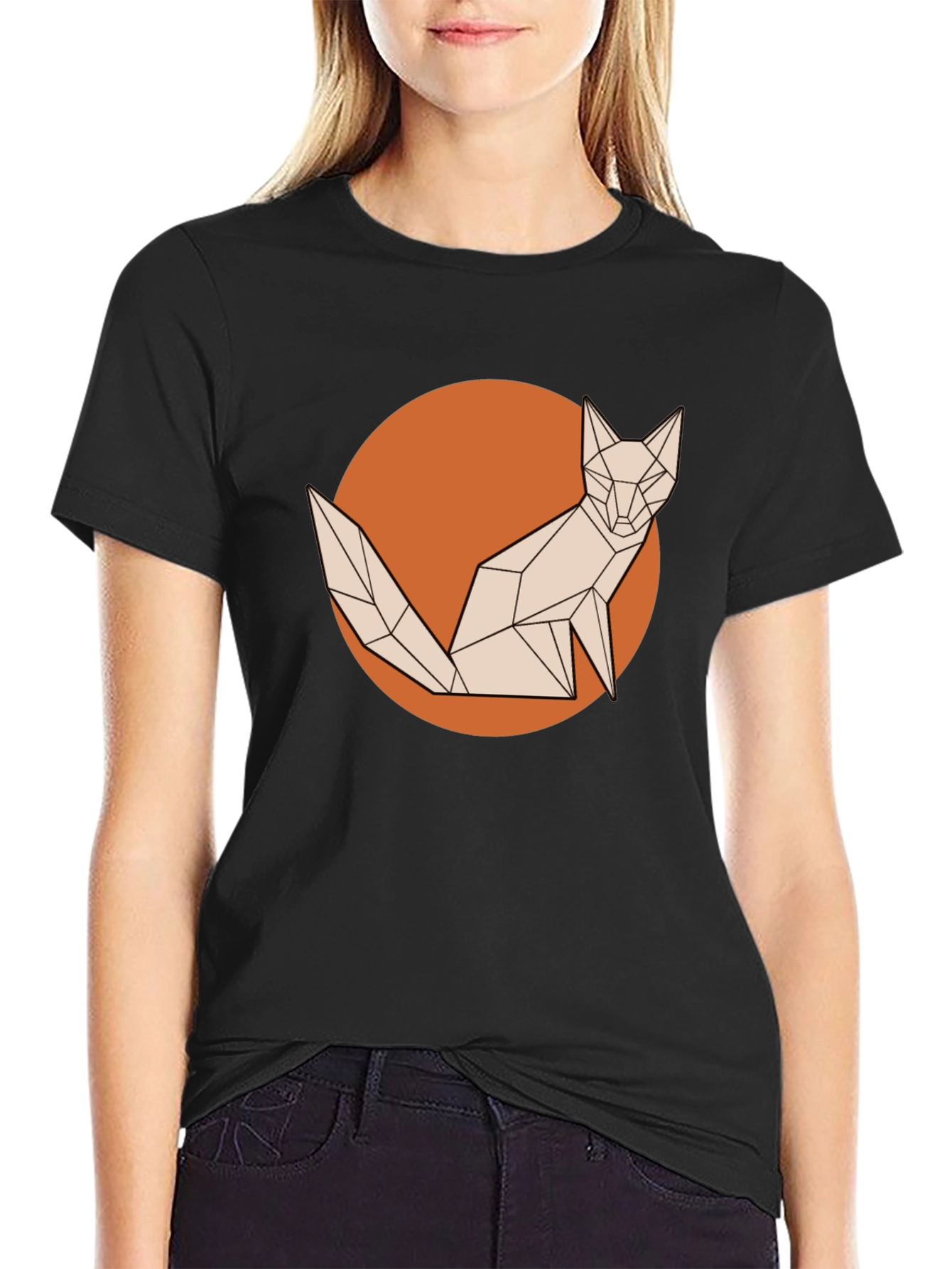 Geometric Fox Graphic Tee - Stylish Mens T-Shirt