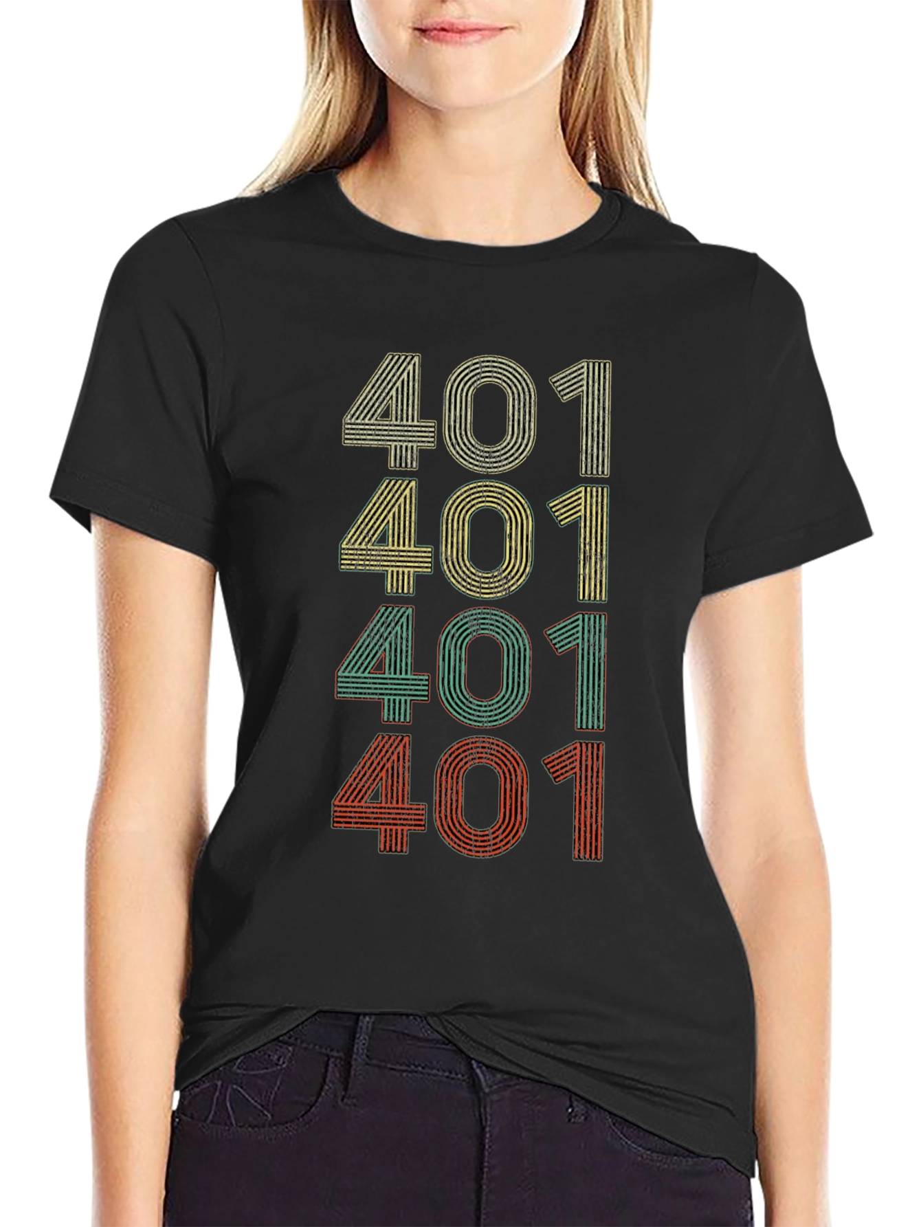 Retro 401 Graphic Tee - Black Casual T-Shirt