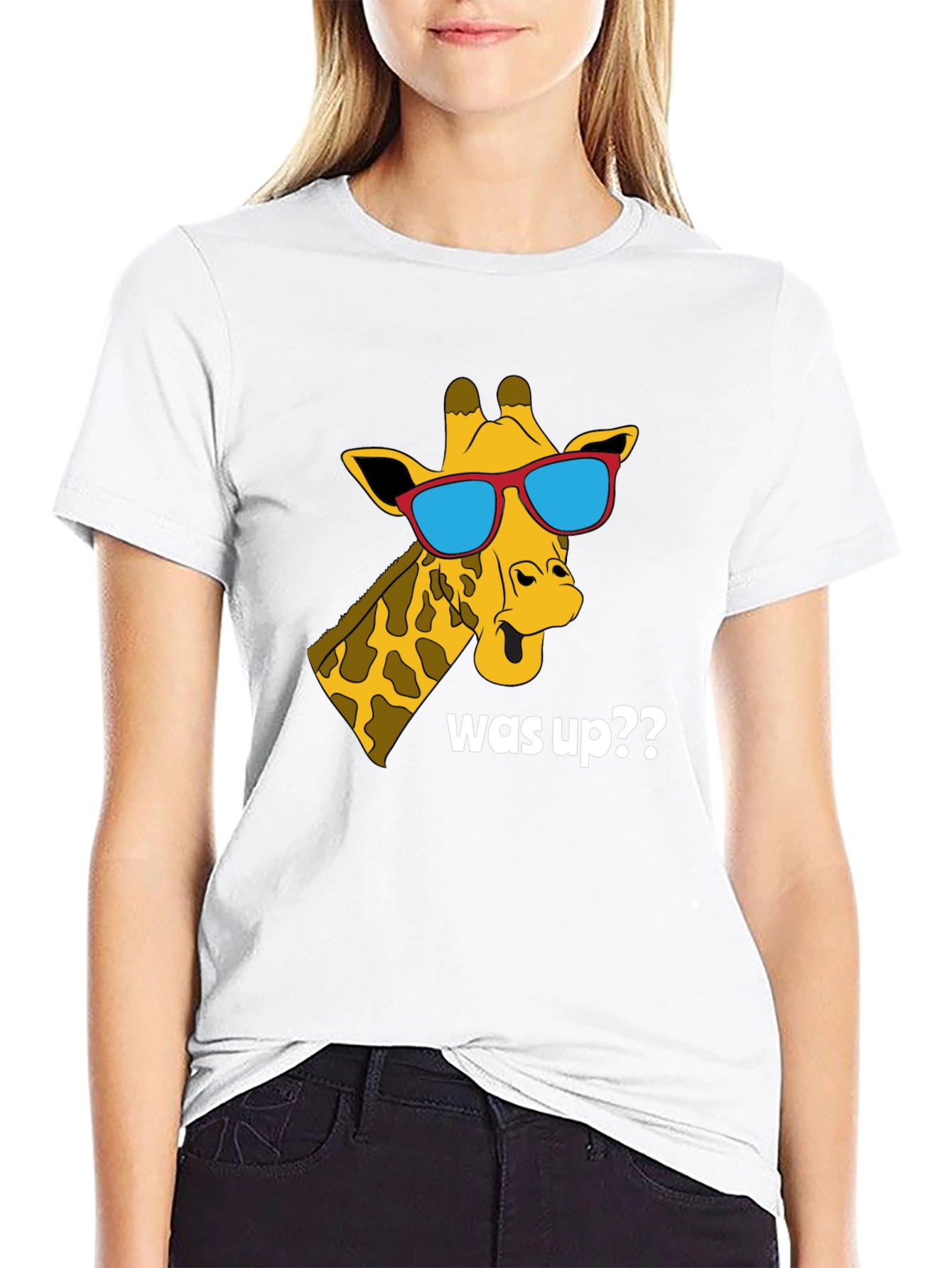 Cool Giraffe Was Up?? T-Shirt - Black