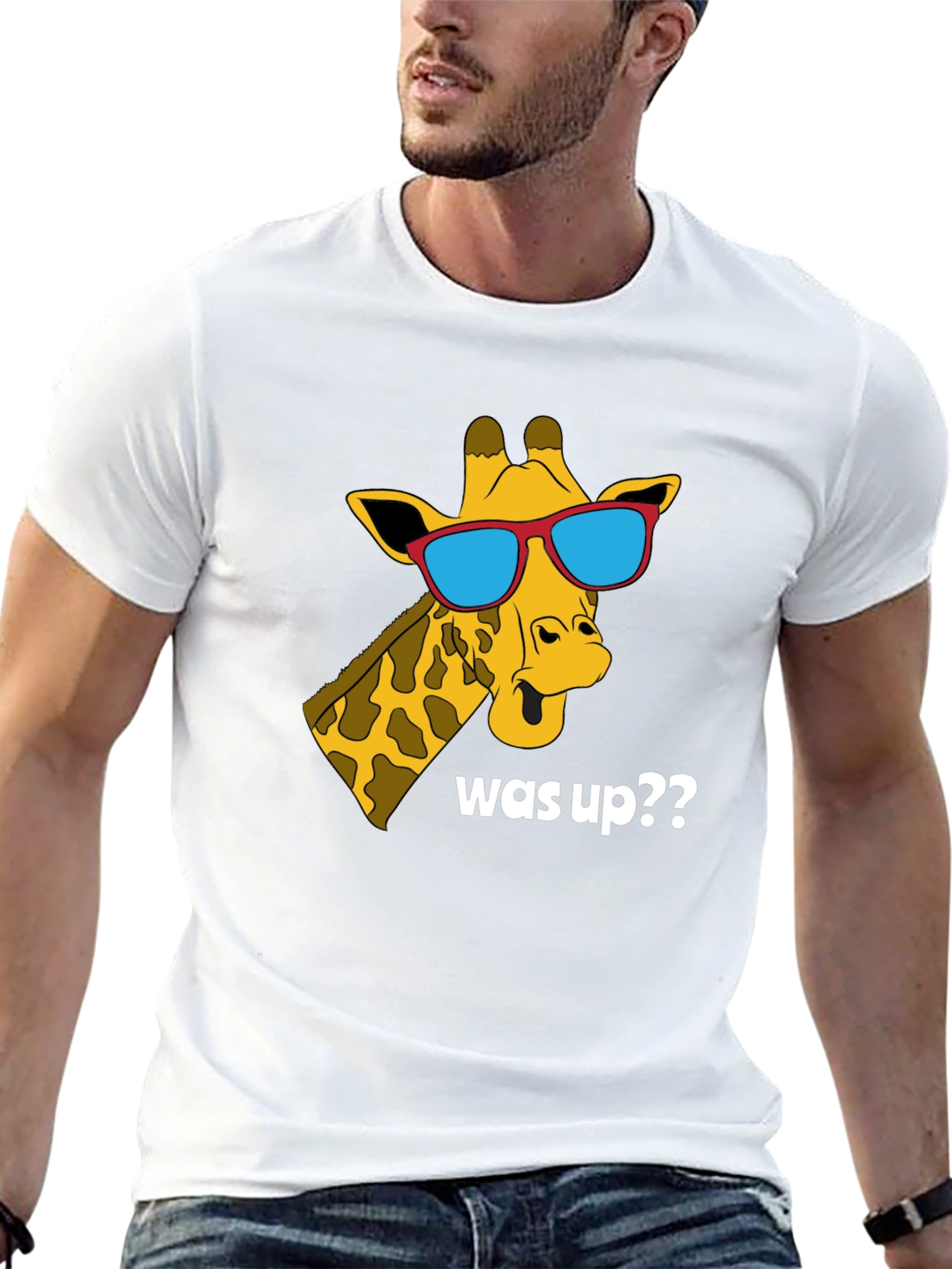 Cool Giraffe Was Up?? T-Shirt - Black