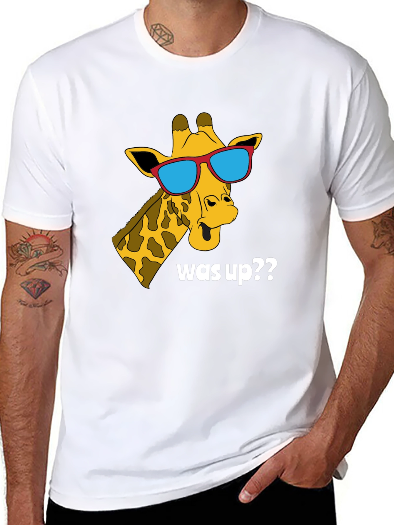 Cool Giraffe Was Up?? T-Shirt - Black