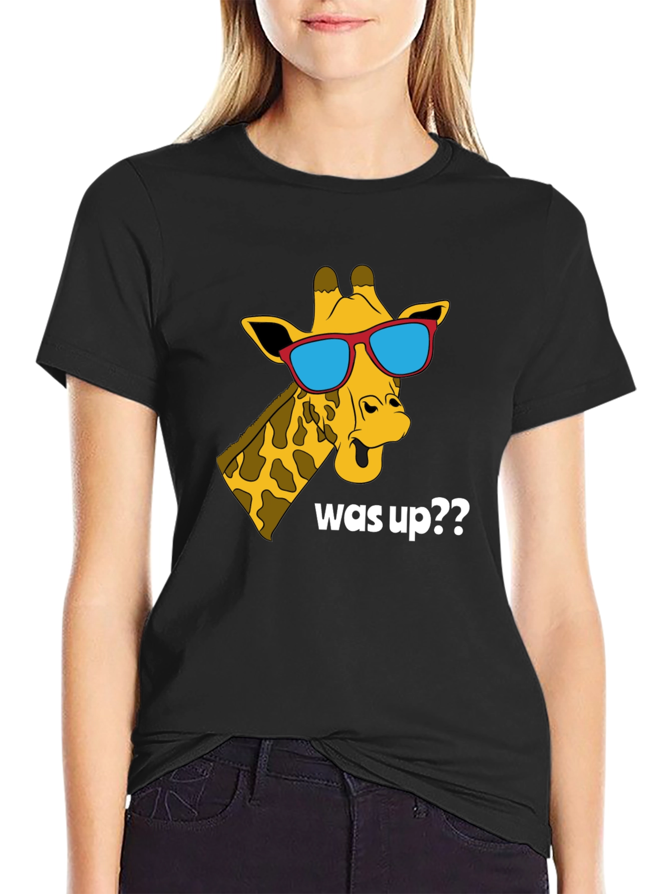Cool Giraffe Was Up?? T-Shirt - Black
