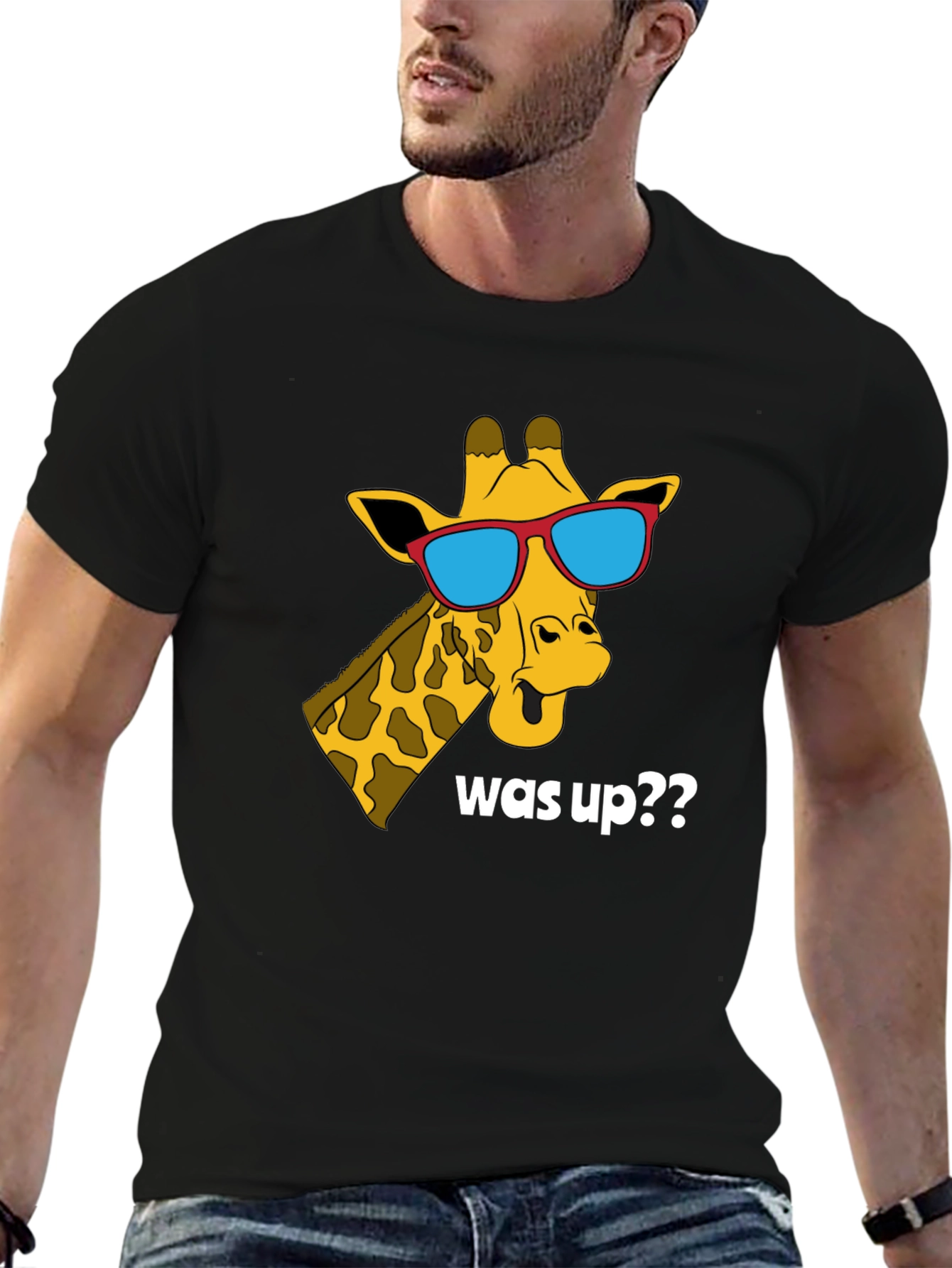 Cool Giraffe Was Up?? T-Shirt - Black