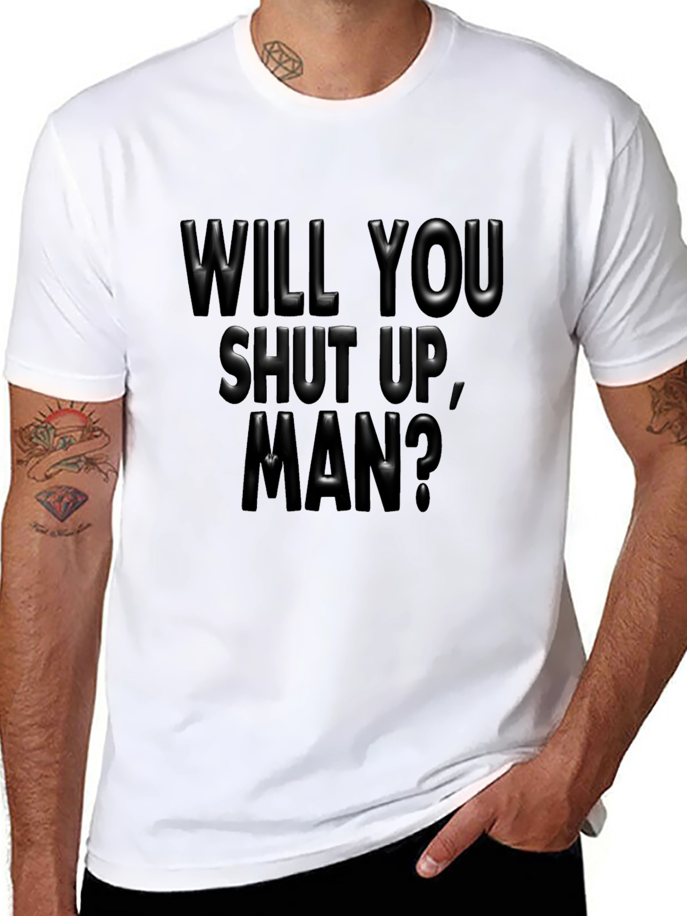 Will You Shut Up Man? Black Graphic Tee