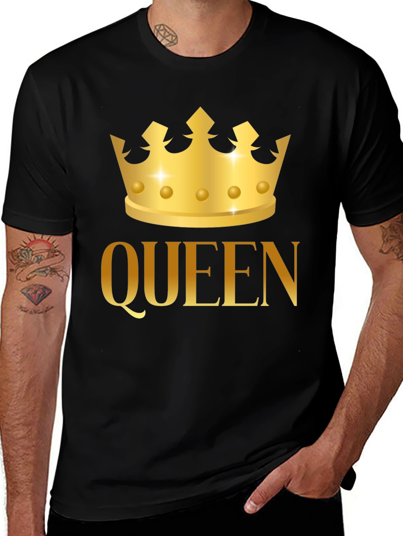 Queen Crown Graphic Tee - Gold Print