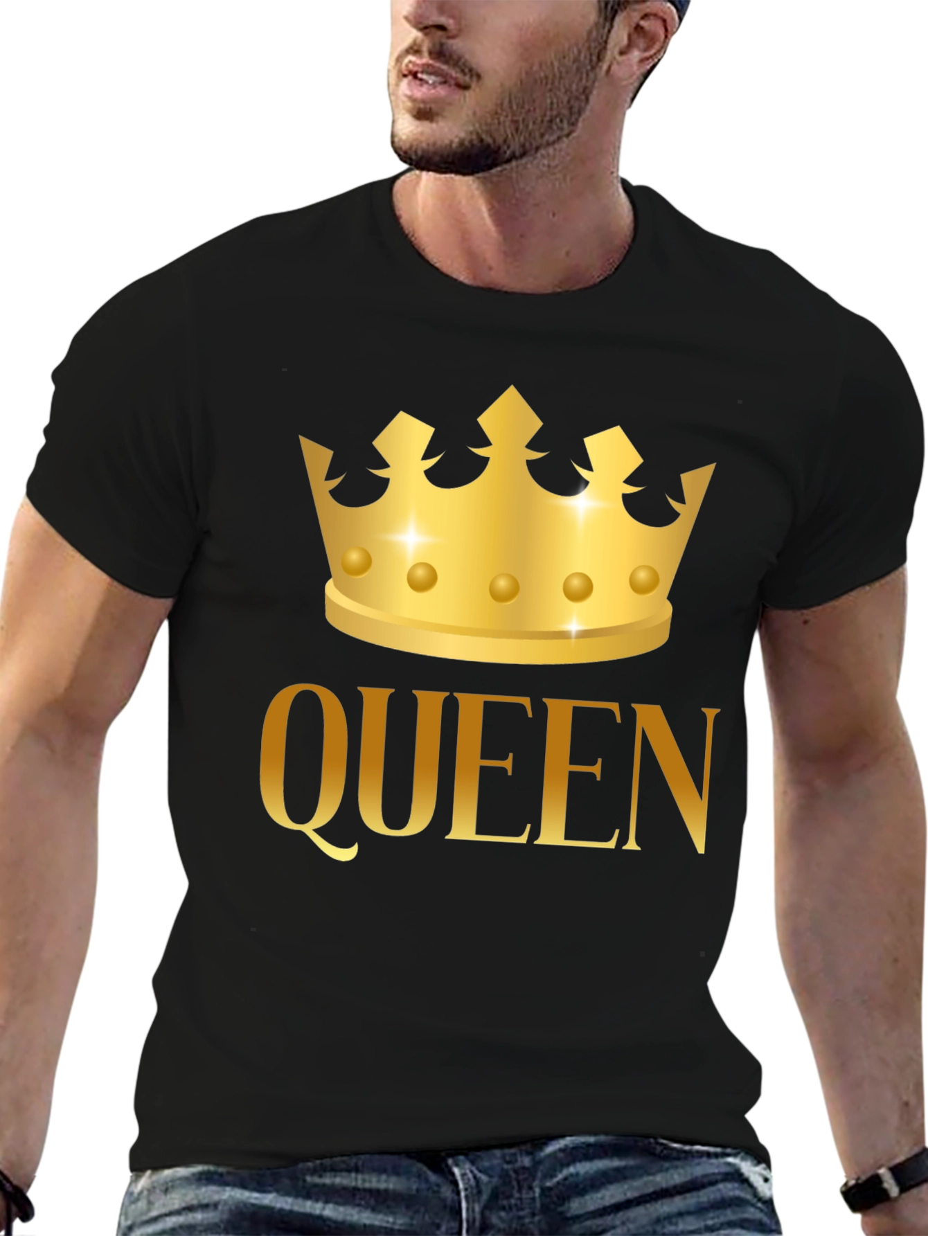 Queen Crown Graphic Tee - Gold Print