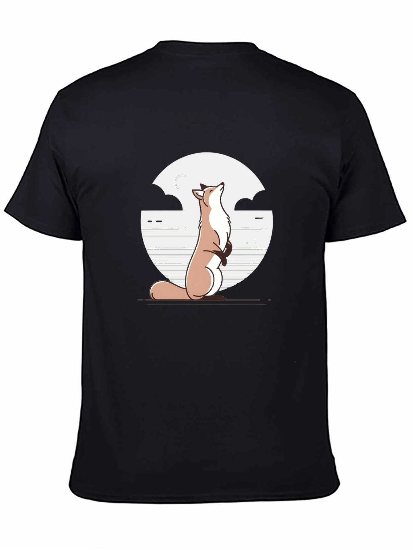 Fox & Moon Graphic Tee - Black Cotton T-Shirt