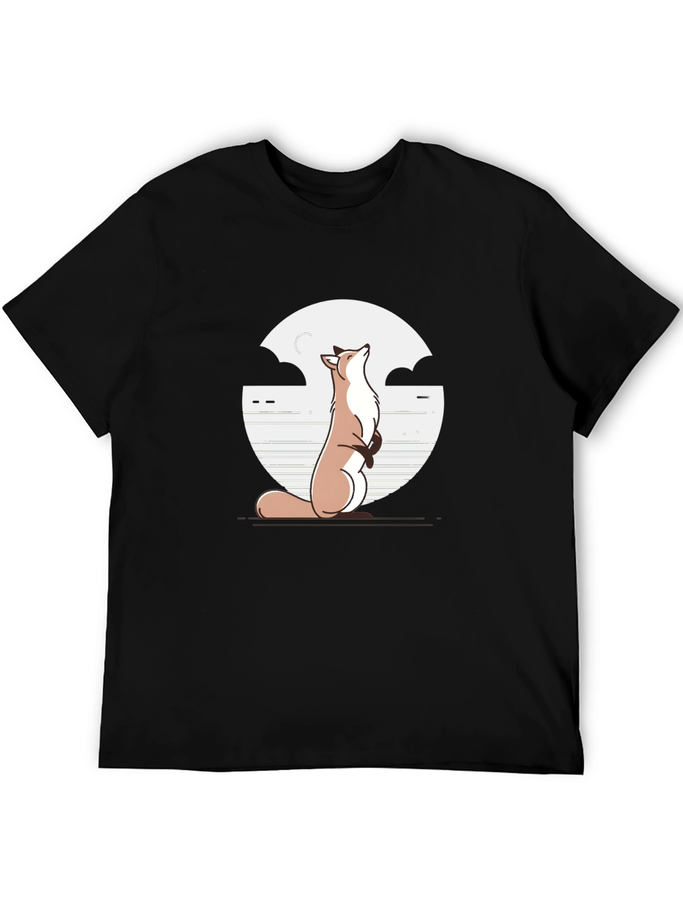 Fox & Moon Graphic Tee - Black Cotton T-Shirt