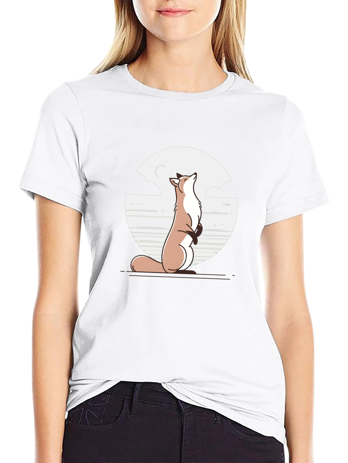 Fox & Moon Graphic Tee - Black Cotton T-Shirt
