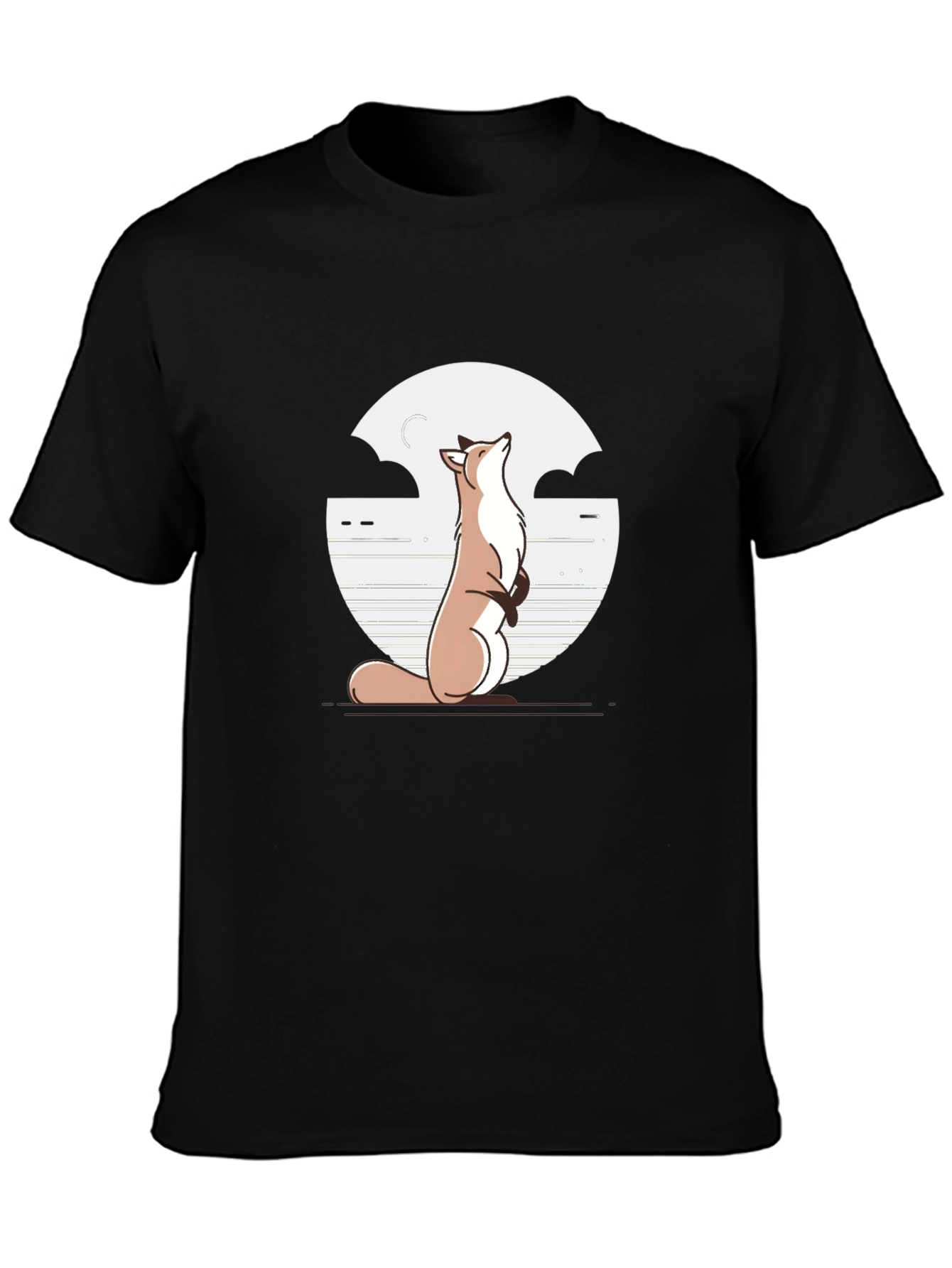 Fox & Moon Graphic Tee - Black Cotton T-Shirt