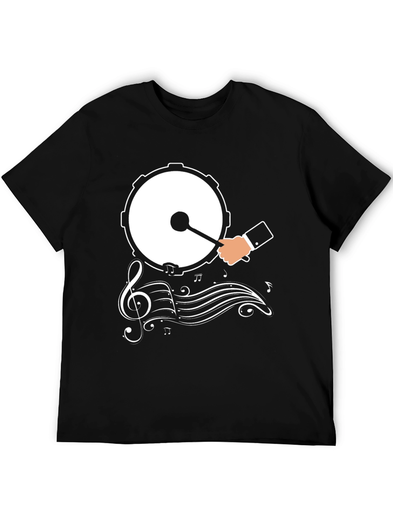 Drum & Music Graphic T-Shirt - Black