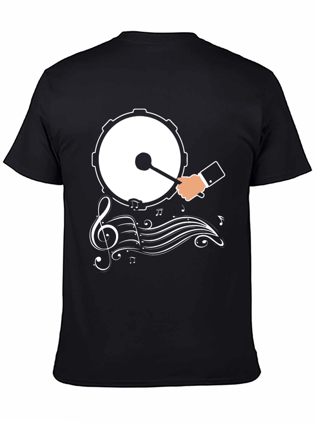 Drum & Music Graphic T-Shirt - Black