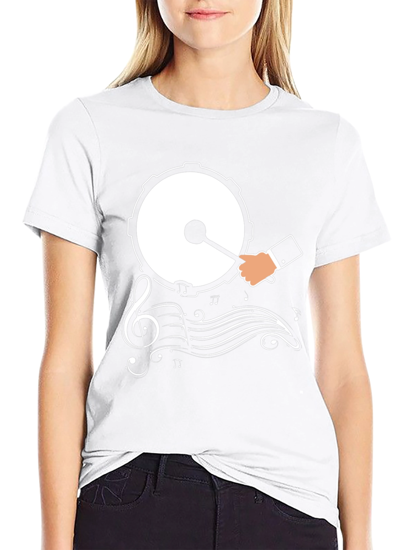 Drum & Music Graphic T-Shirt - Black