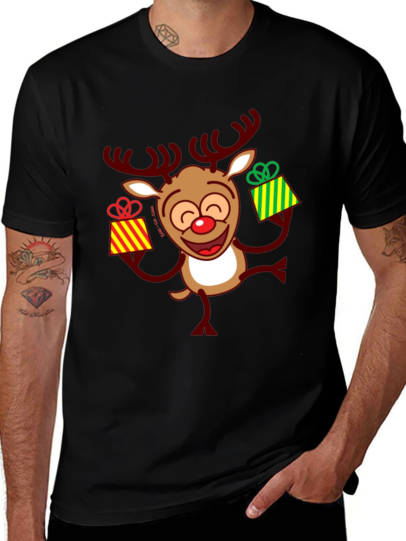Festive Reindeer Christmas Graphic Tee