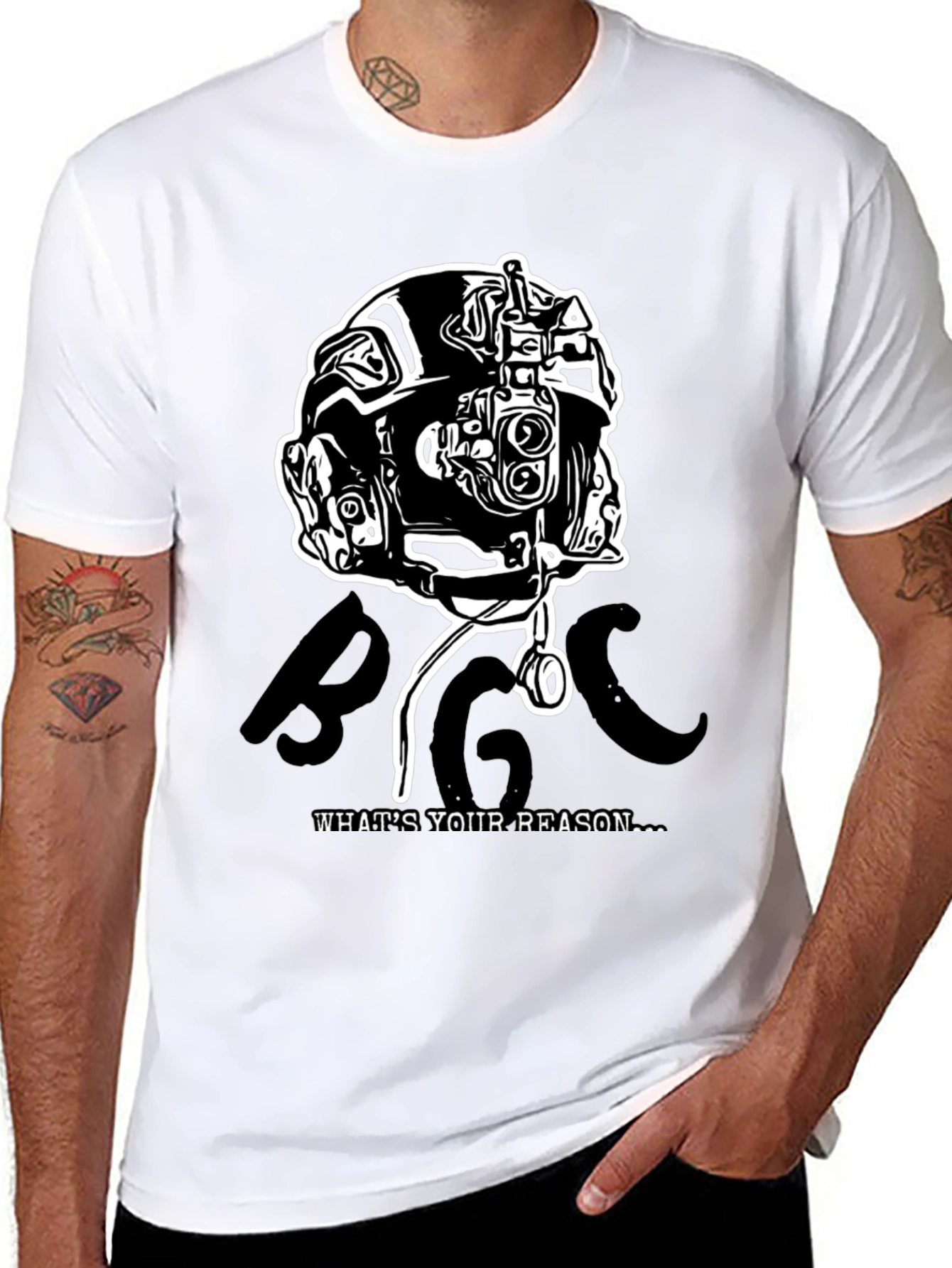 Tactical Helmet Graphic T-Shirt - Military Style