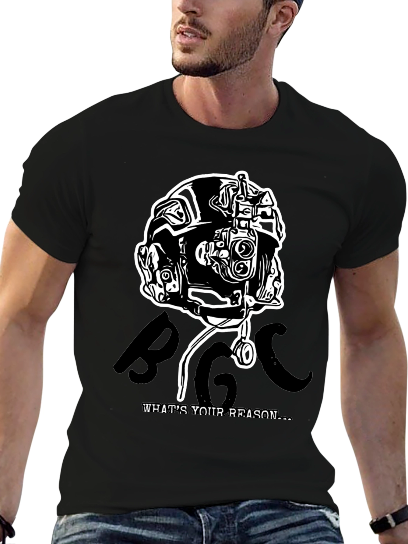 Tactical Helmet Graphic T-Shirt - Military Style