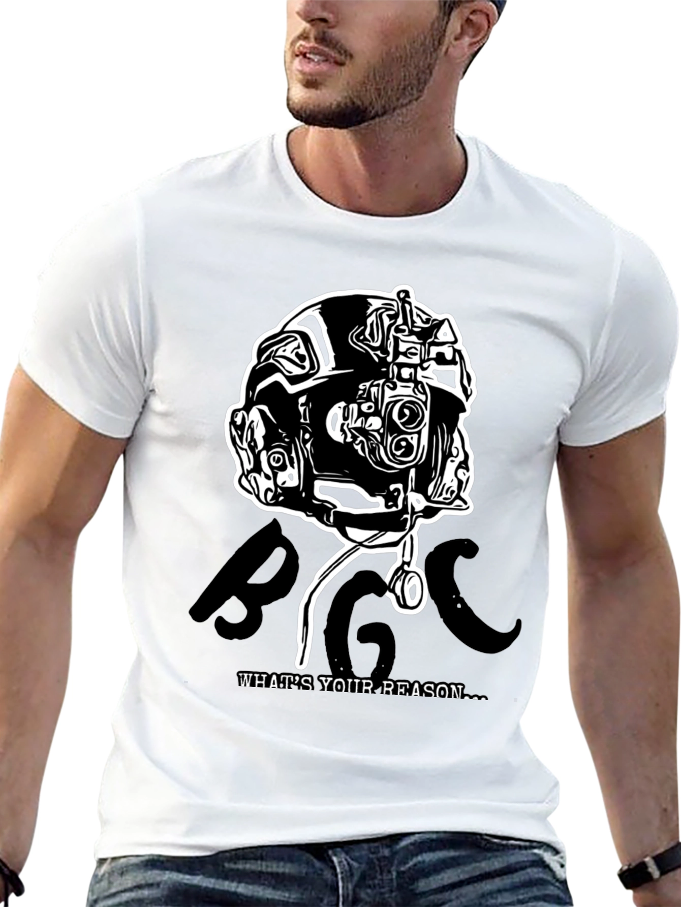 Tactical Helmet Graphic T-Shirt - Military Style