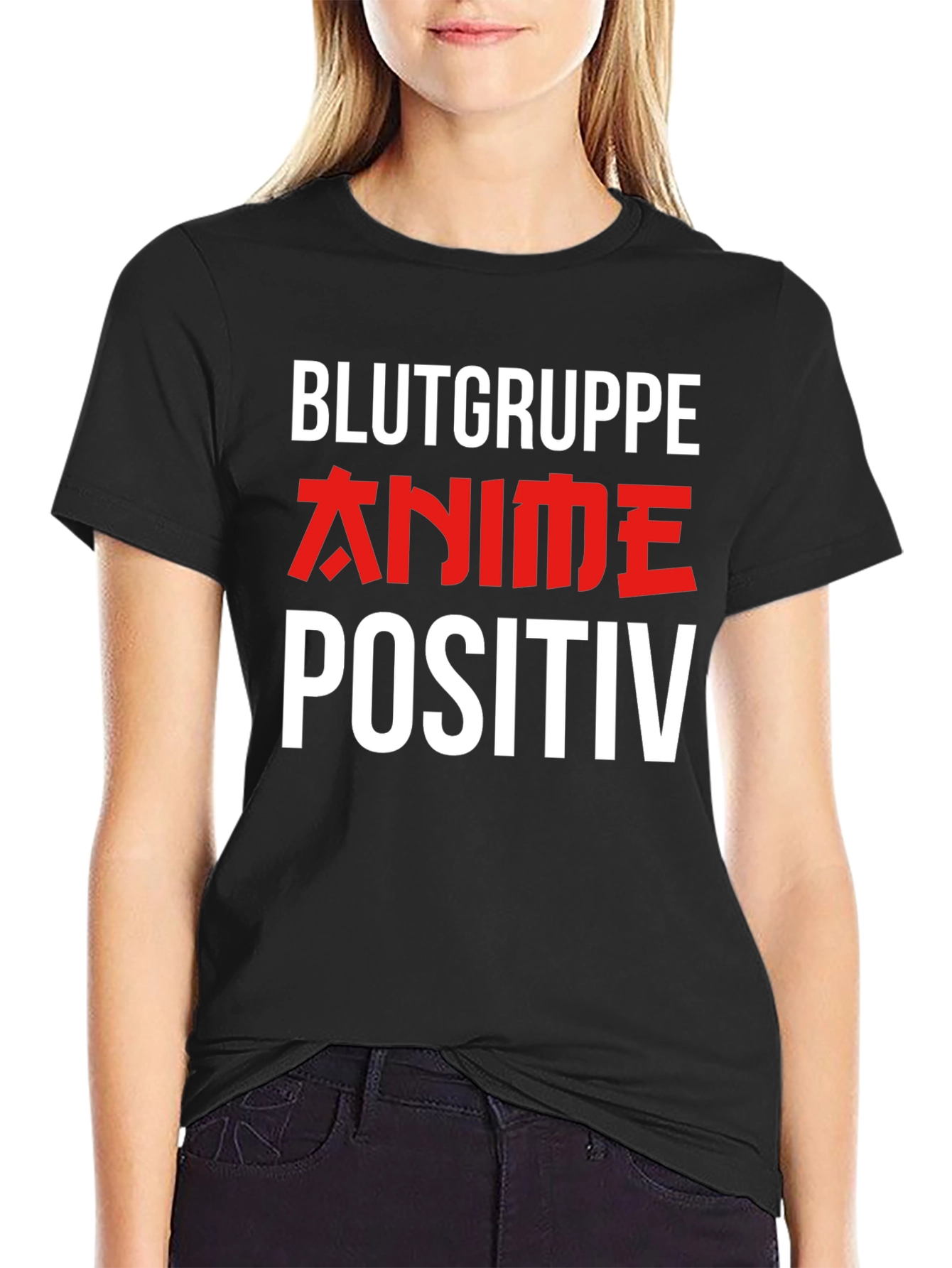 Anime Positiv Graphic Tee - Black