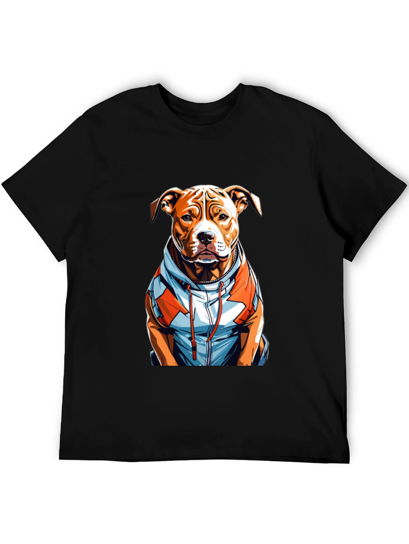 Pitbull Dog in Hoodie Graphic T-Shirt