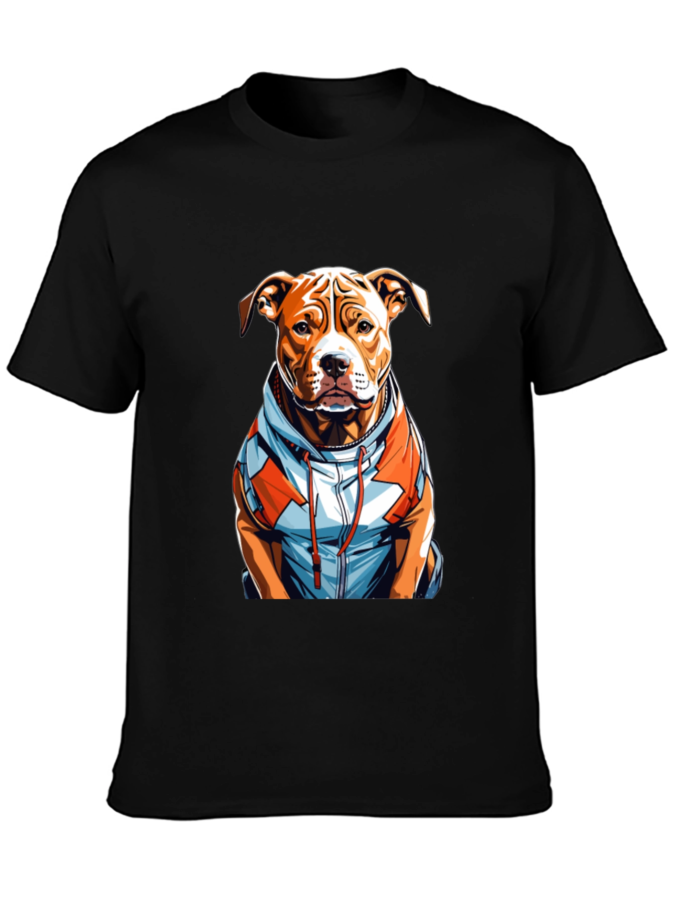Pitbull Dog in Hoodie Graphic T-Shirt
