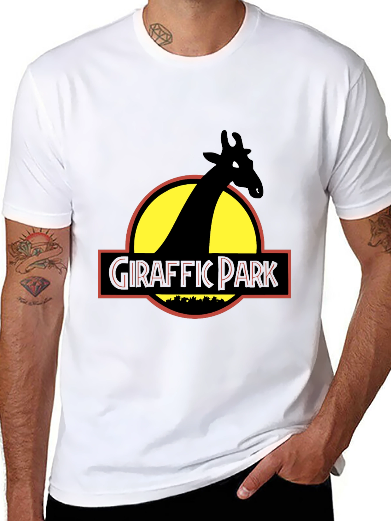 Giraffe Park Graphic Tee - Jurassic Humor T-Shirt