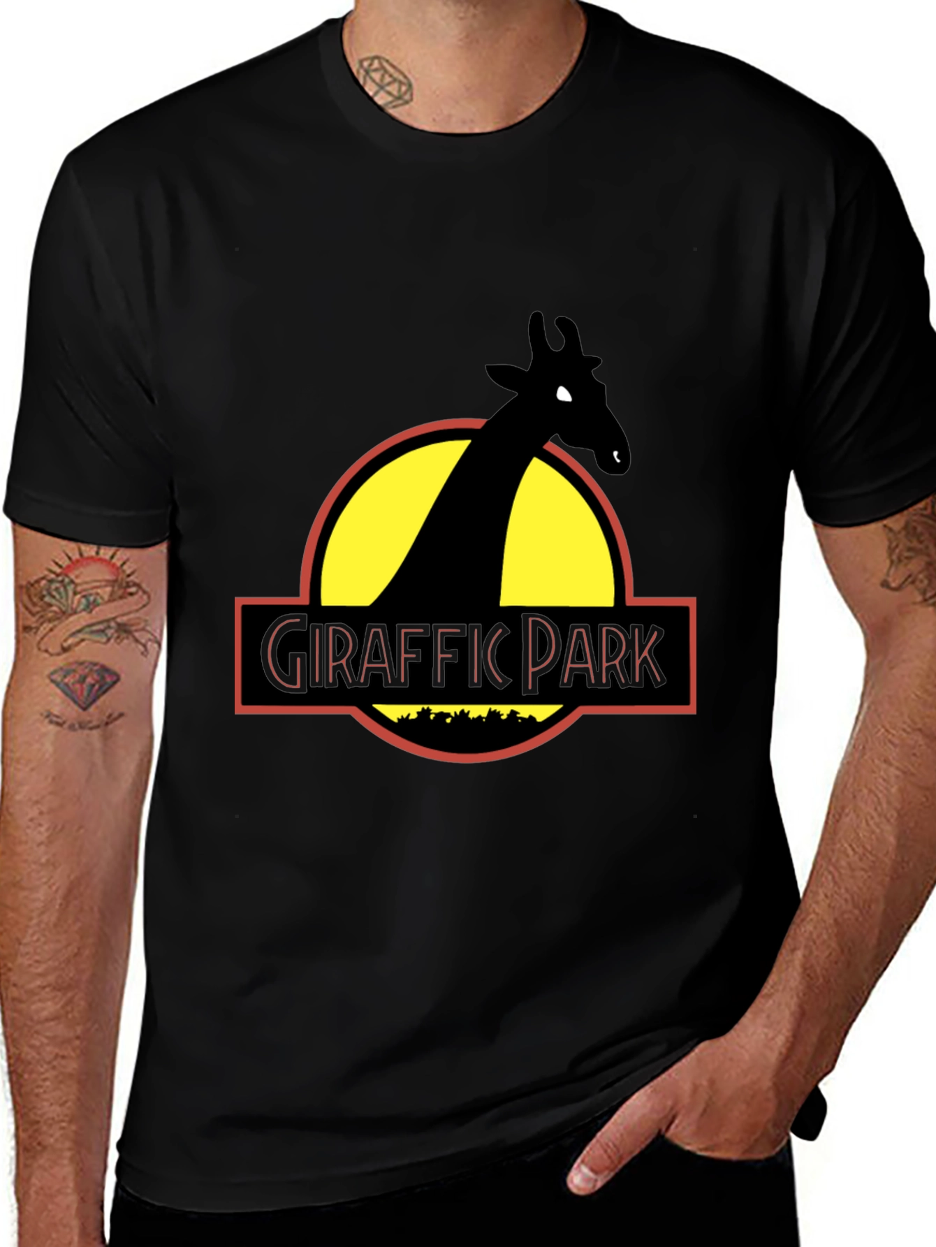 Giraffe Park Graphic Tee - Jurassic Humor T-Shirt