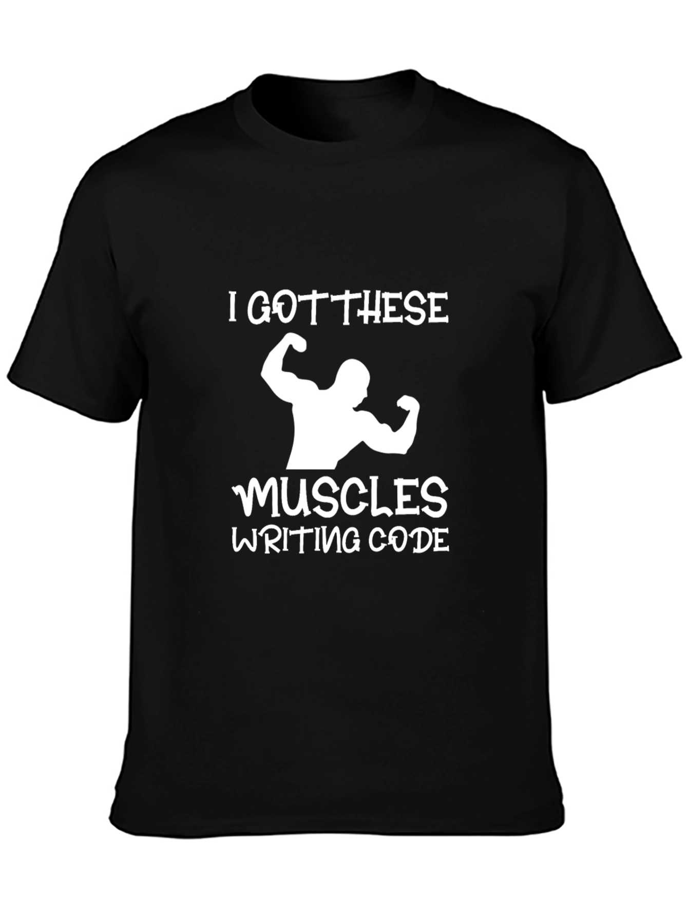 Funny Coder Muscle Black T-Shirt