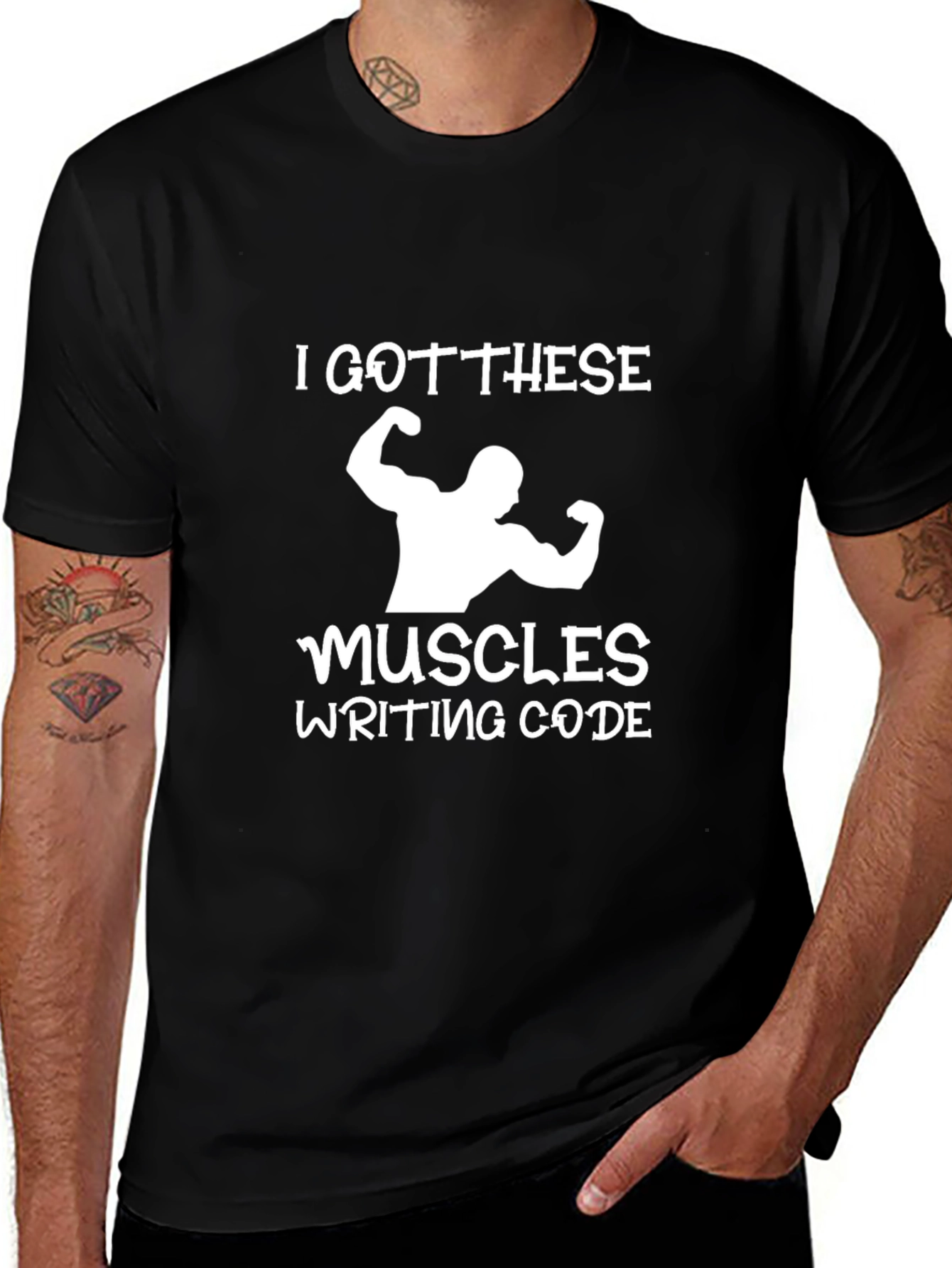 Funny Coder Muscle Black T-Shirt