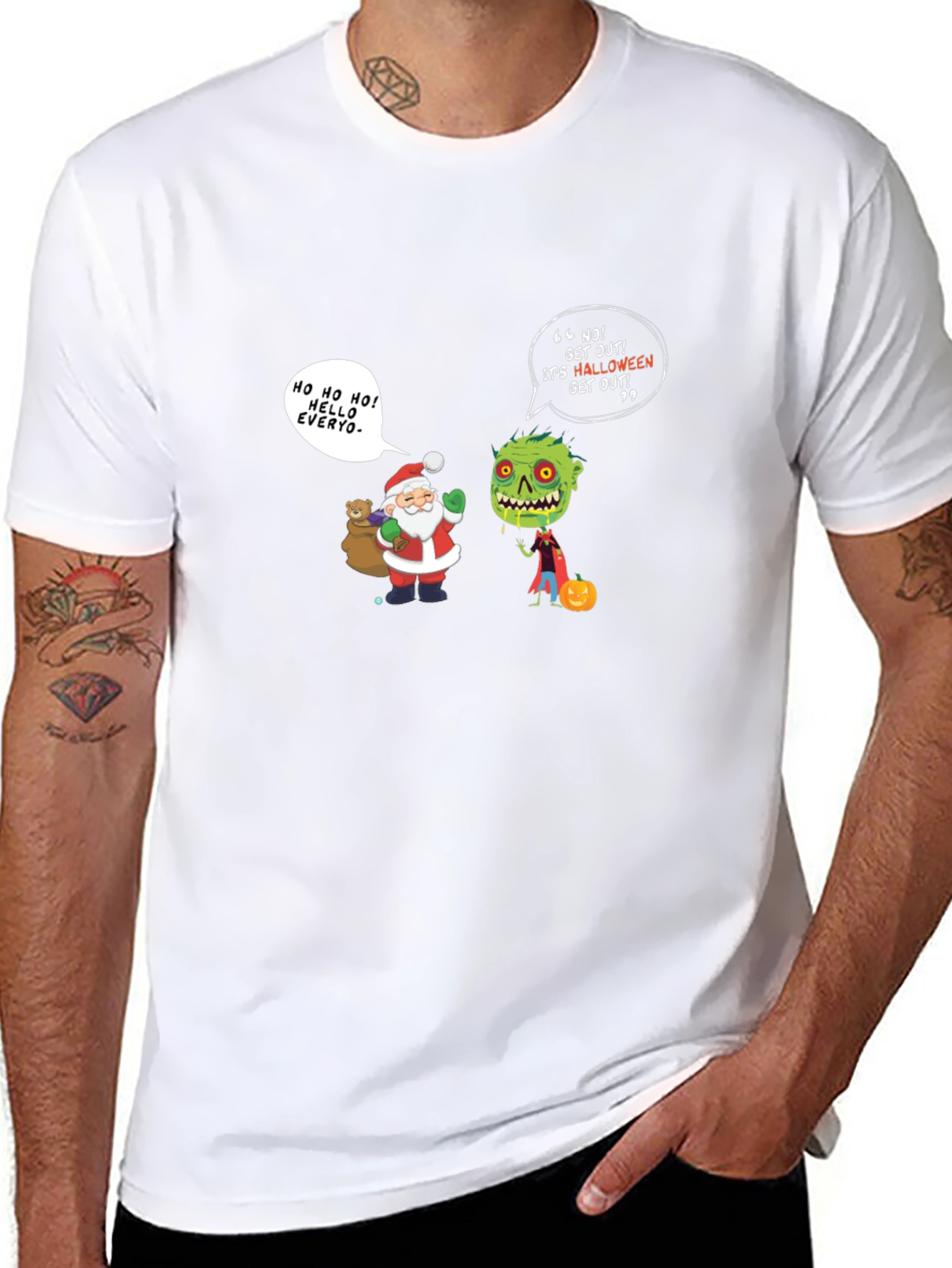 Halloween vs Christmas T-Shirt Funny Graphic Tee