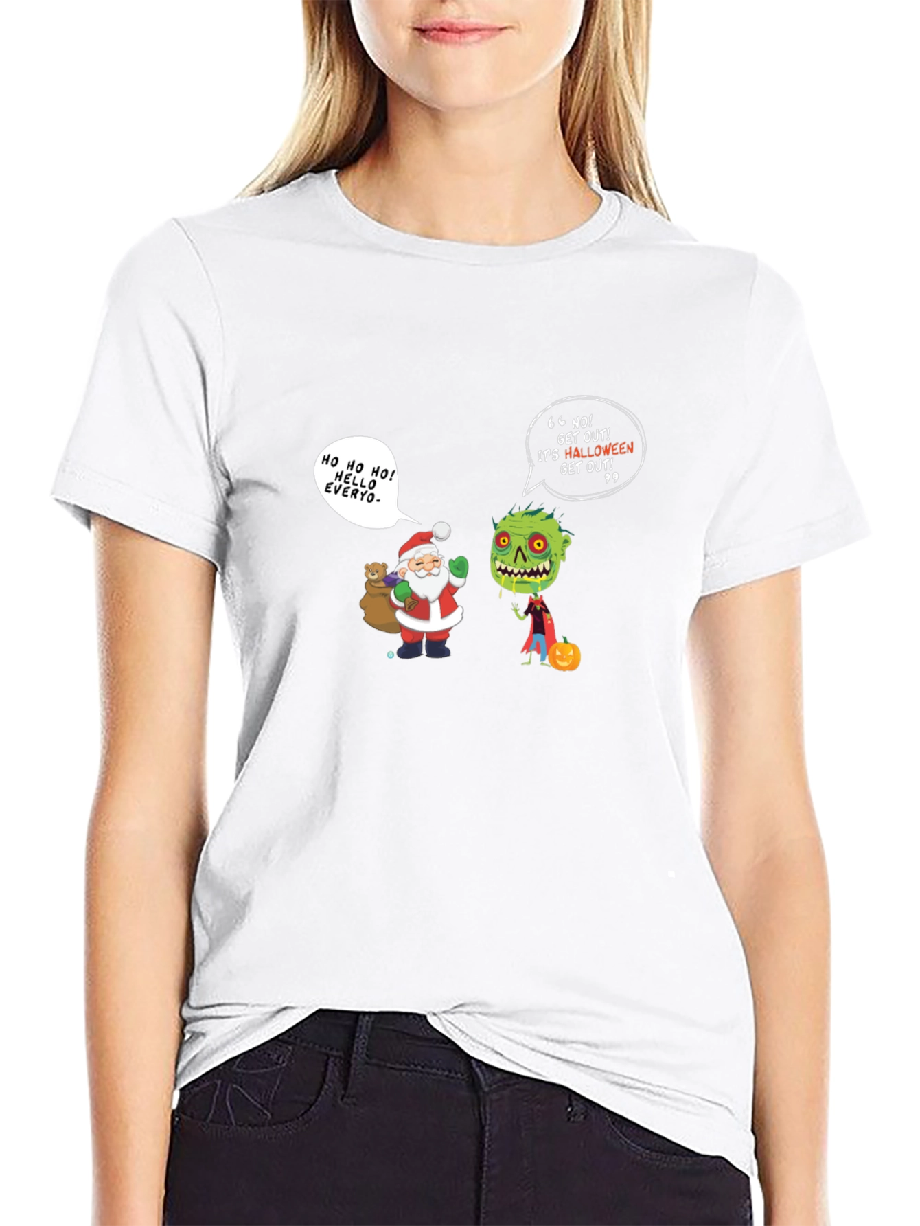 Halloween vs Christmas T-Shirt Funny Graphic Tee