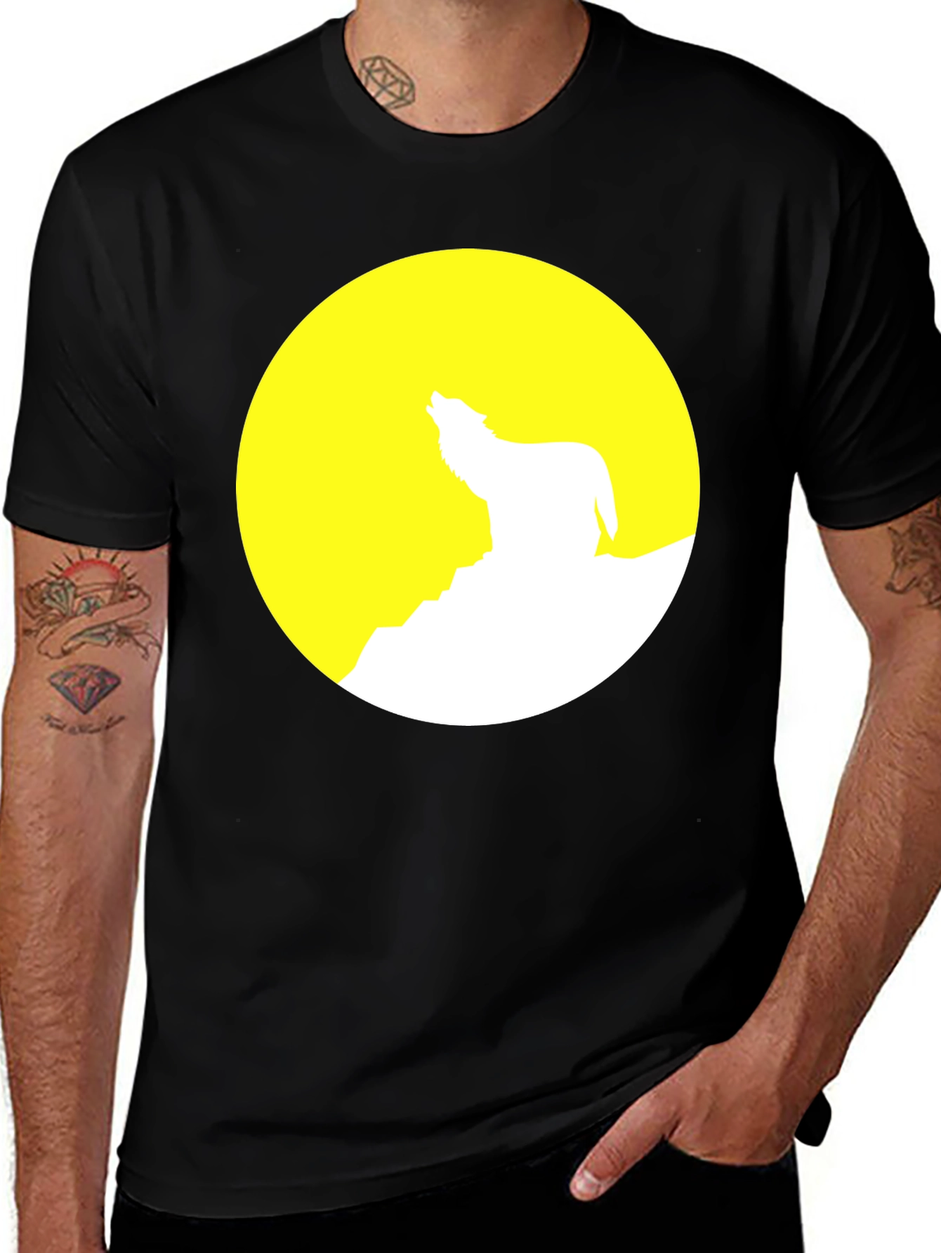 Wolf Moon Graphic Tee - Stylish Black Cotton T-Shirt
