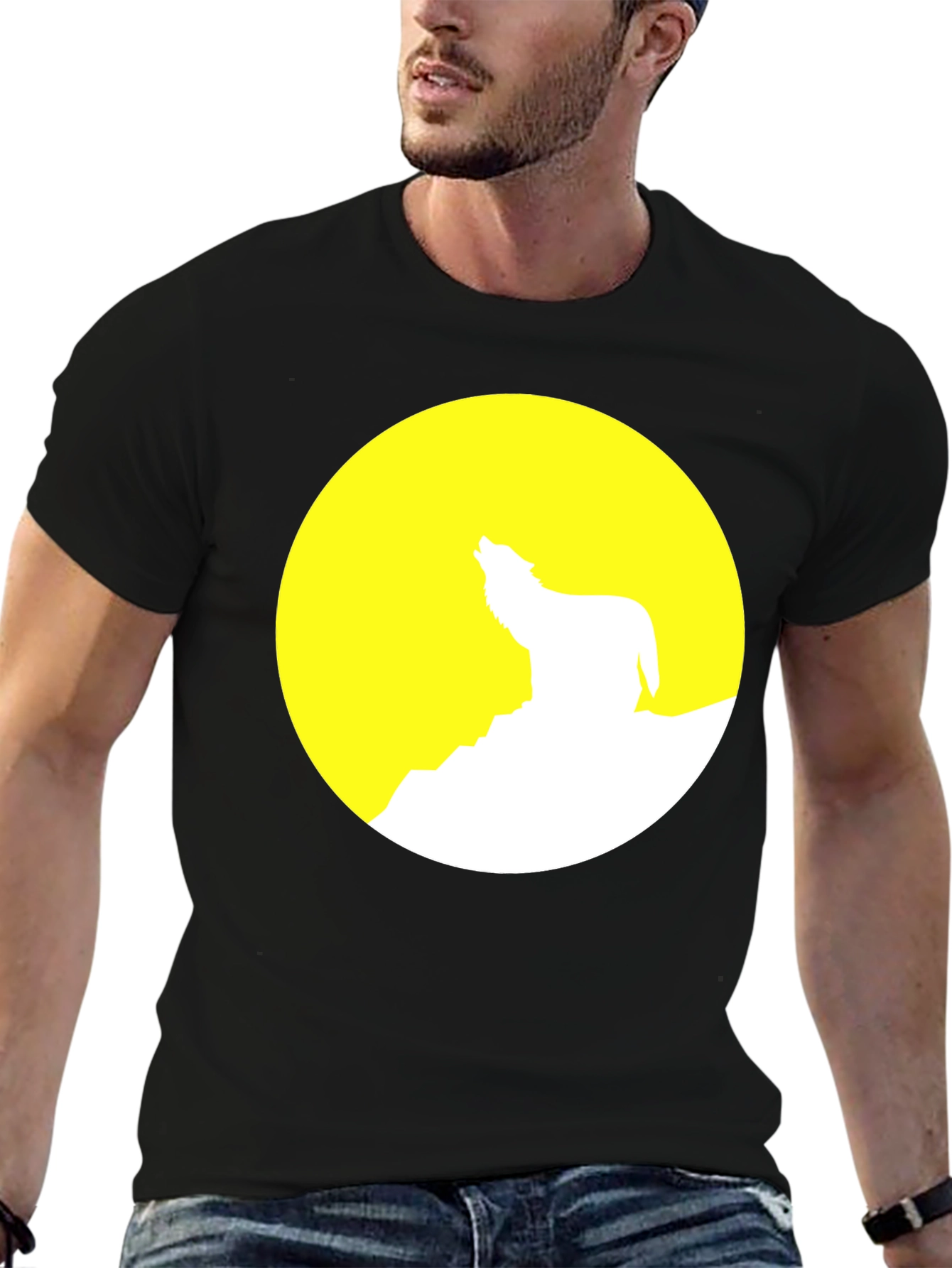 Wolf Moon Graphic Tee - Stylish Black Cotton T-Shirt