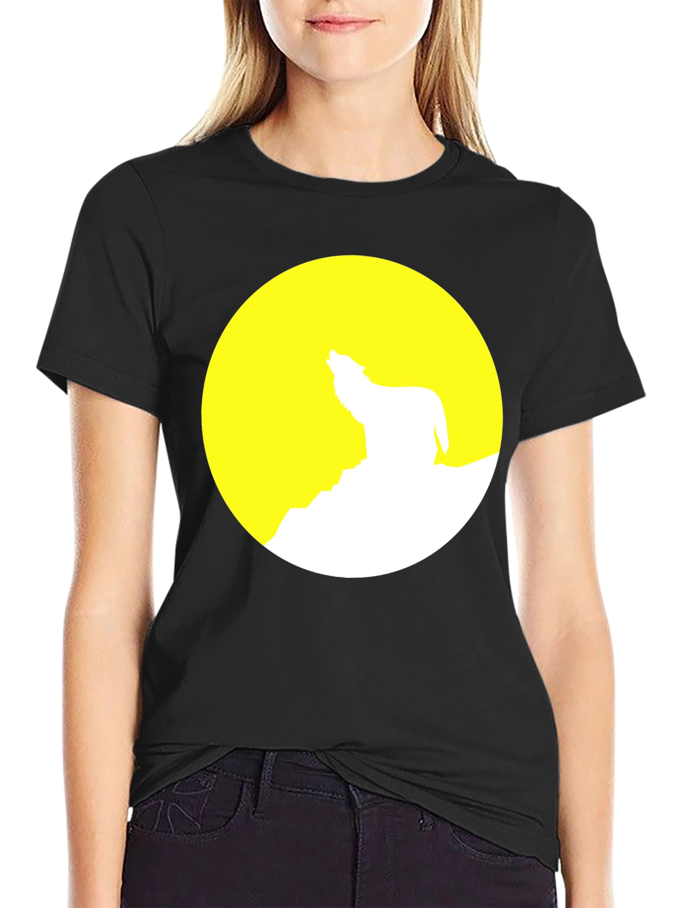 Wolf Moon Graphic Tee - Stylish Black Cotton T-Shirt