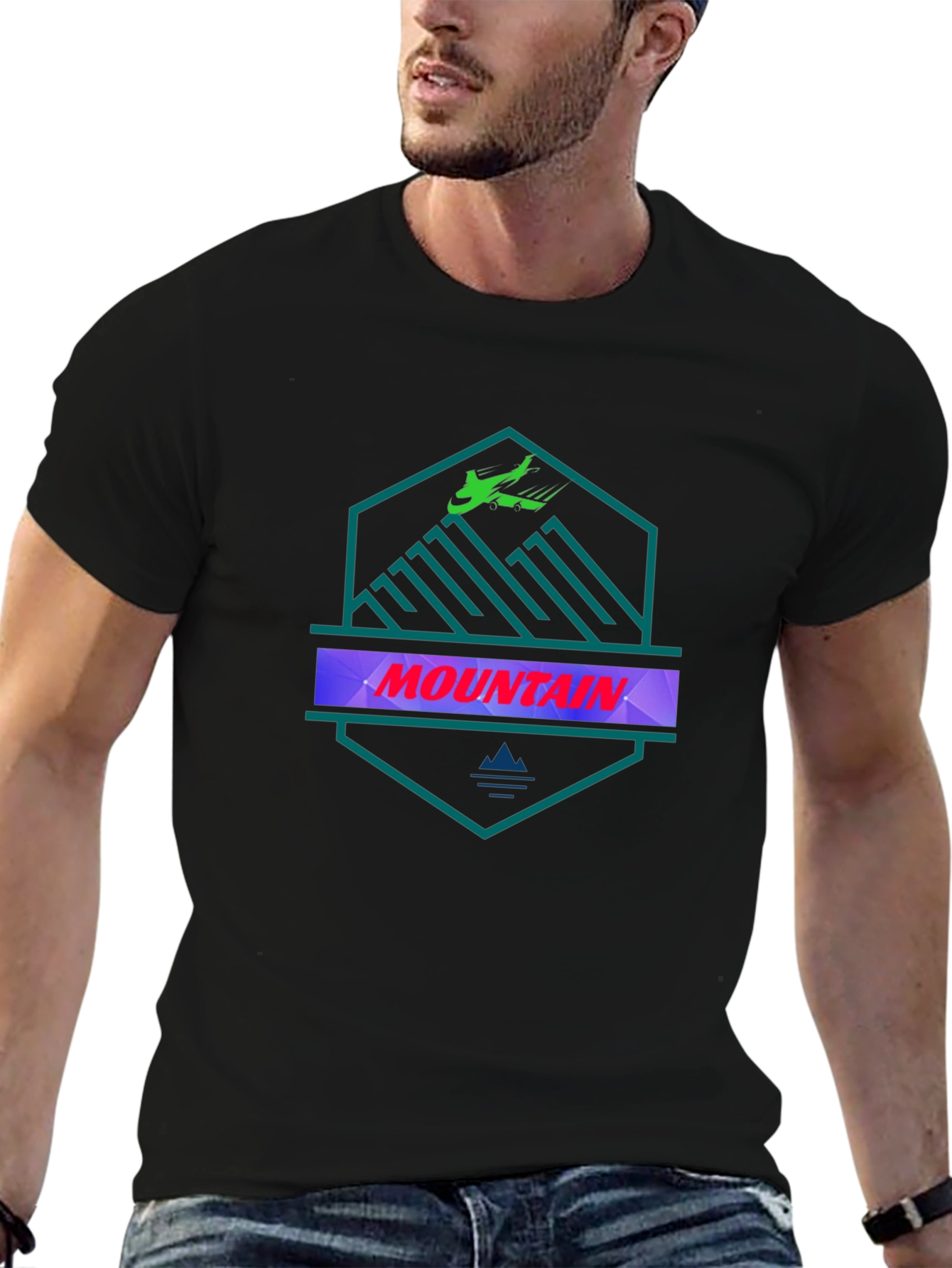 Mountain Graphic Tee - Black Cotton T-Shirt