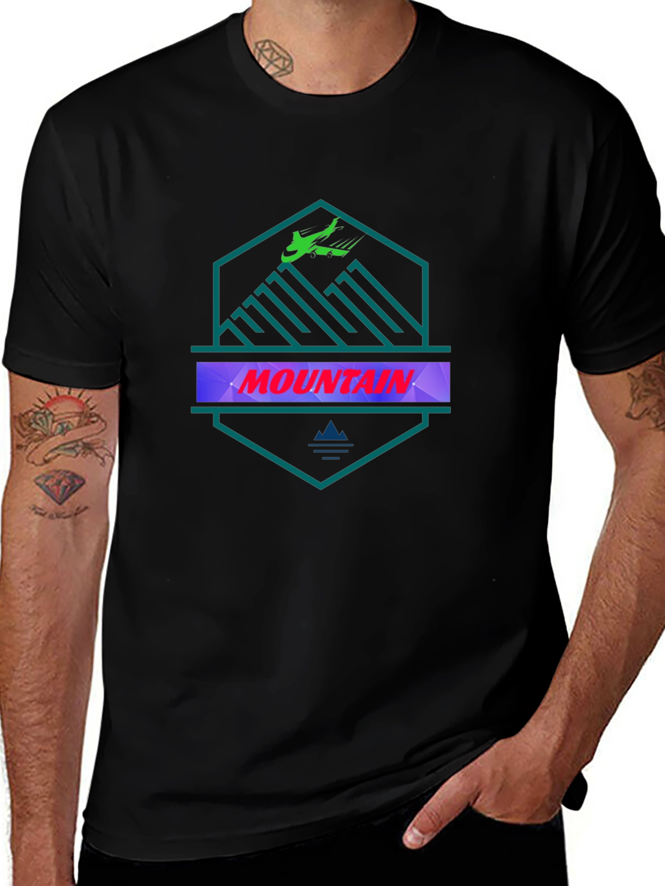 Mountain Graphic Tee - Black Cotton T-Shirt