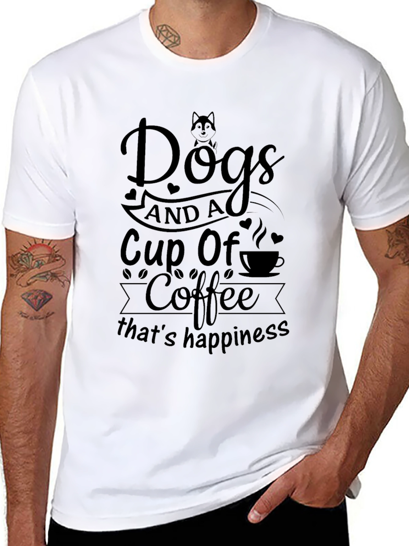 Dogs and Coffee T-Shirt Happiness Quote Tee