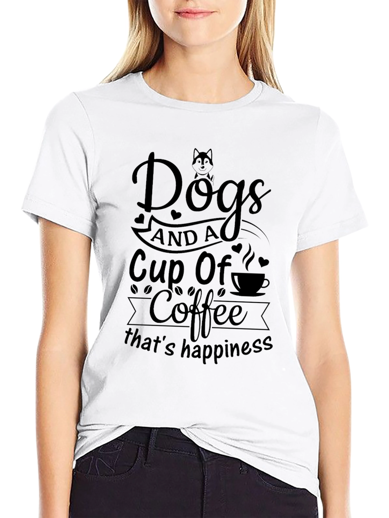 Dogs and Coffee T-Shirt Happiness Quote Tee