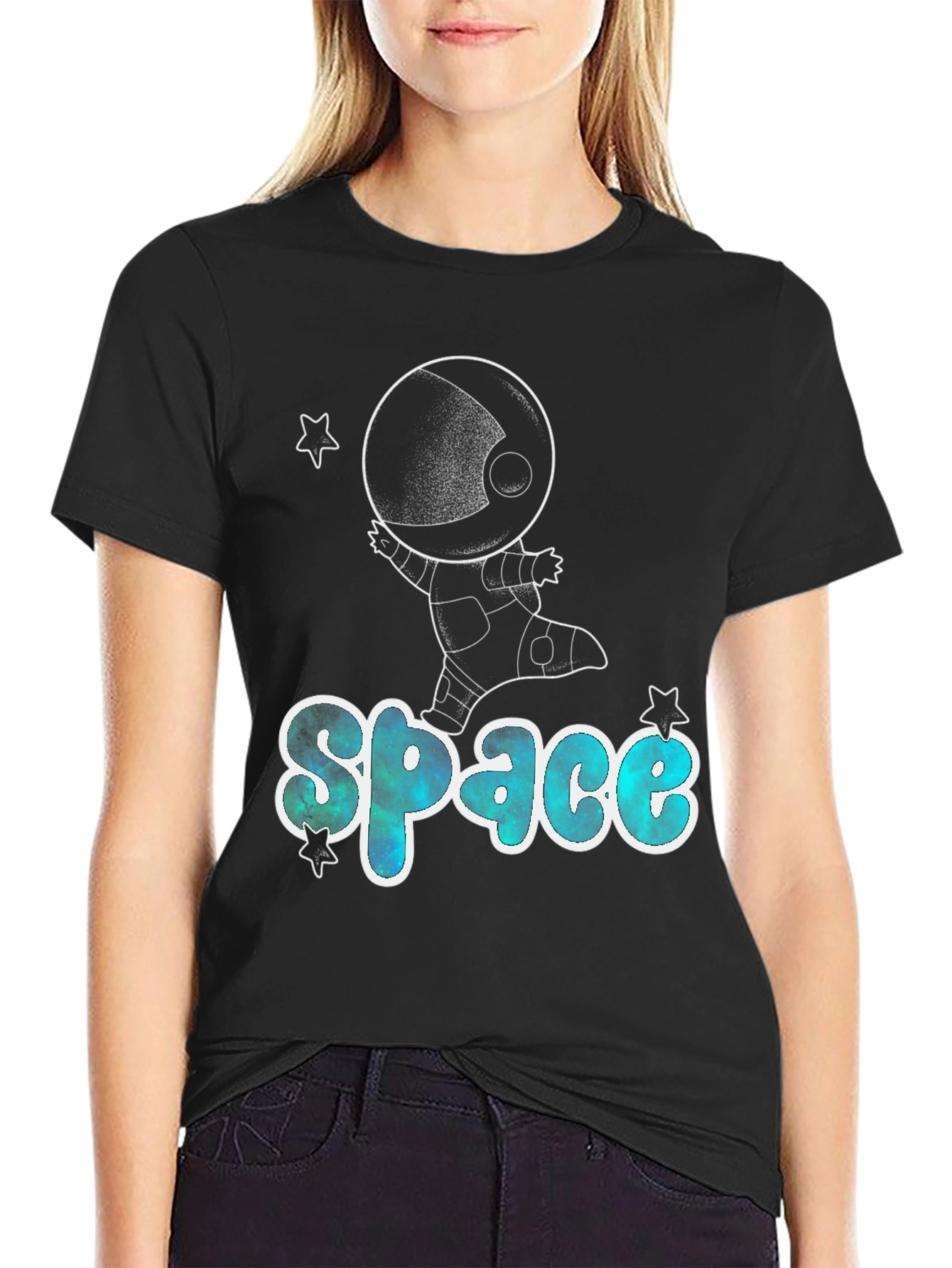 Space Astronaut Graphic T-Shirt - Black