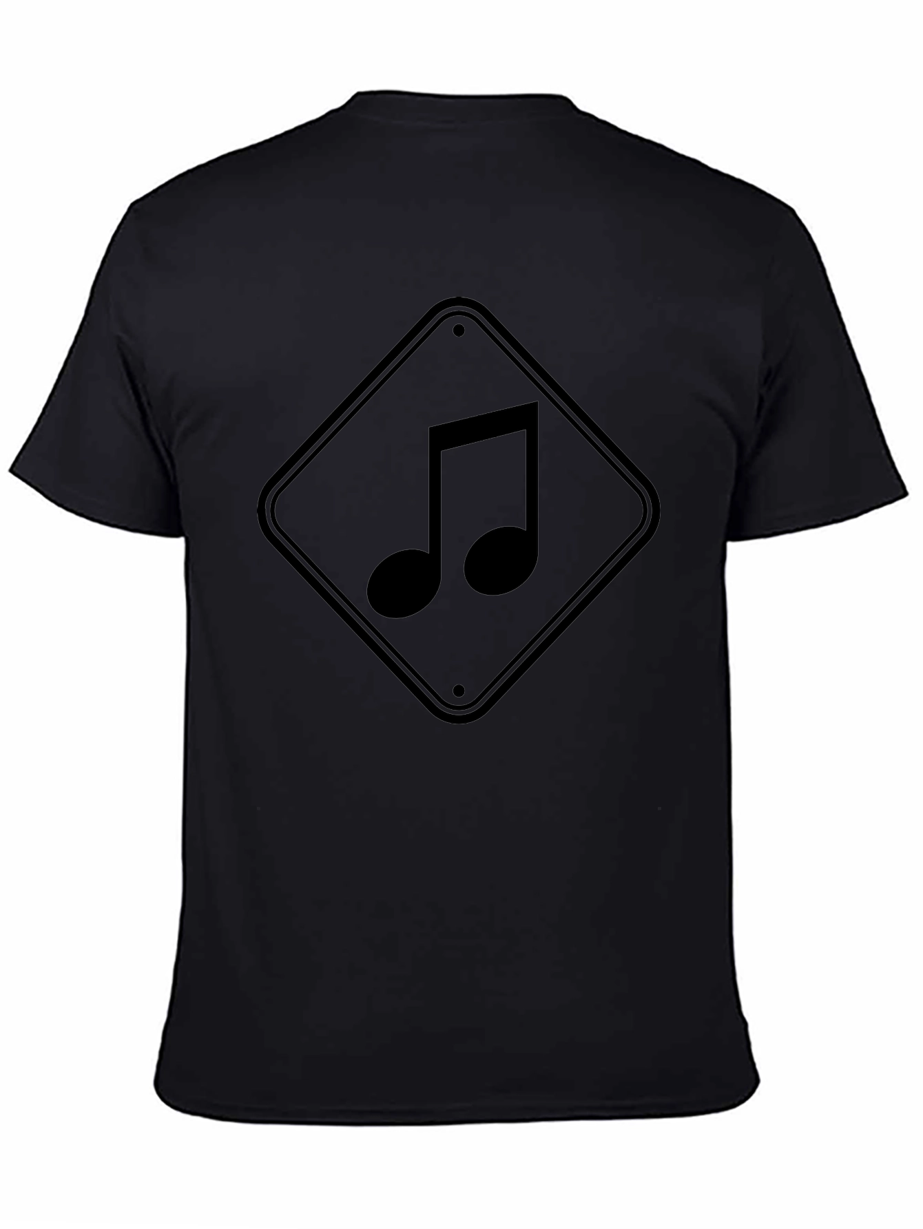 Music Note Graphic Tee - Black Cotton Shirt